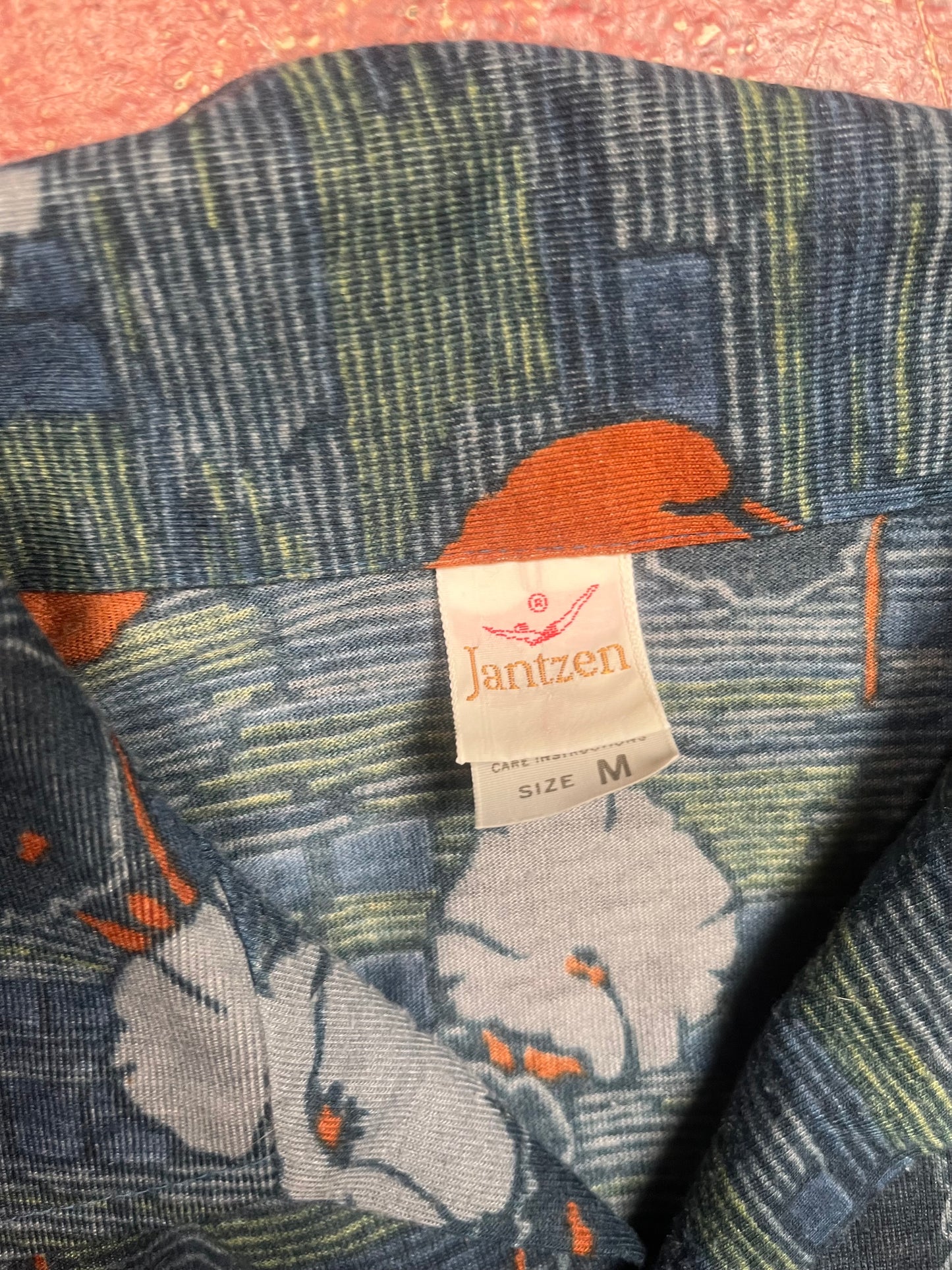 60s Jantzen Leaf Polyester Long Sleeve Button Up Shirt