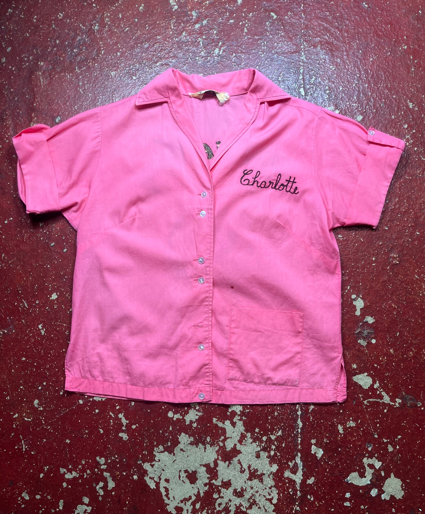 50s/60s Pink Bernie Tony Chain Stitched Bowling Shirt