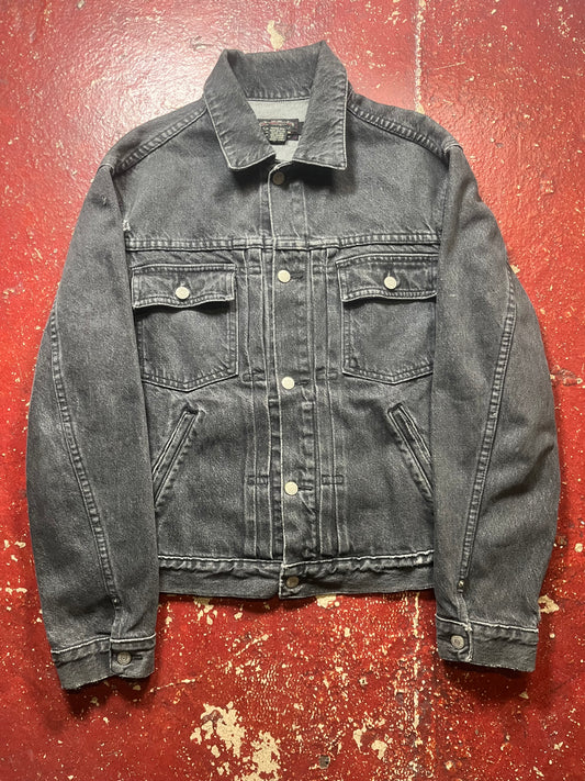 90s Double RL Black Pleated Denim Jacket