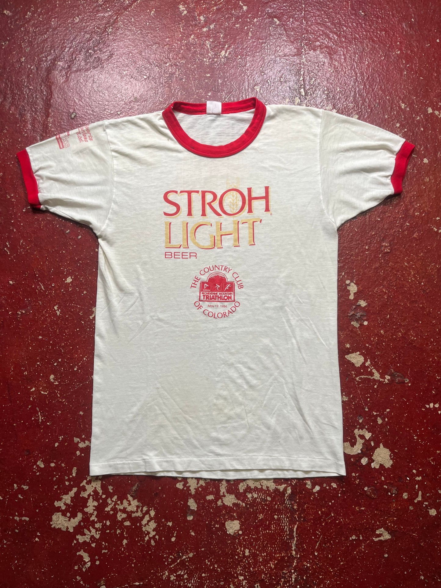 1984 Triathlon Stroh Light Ringer Tee