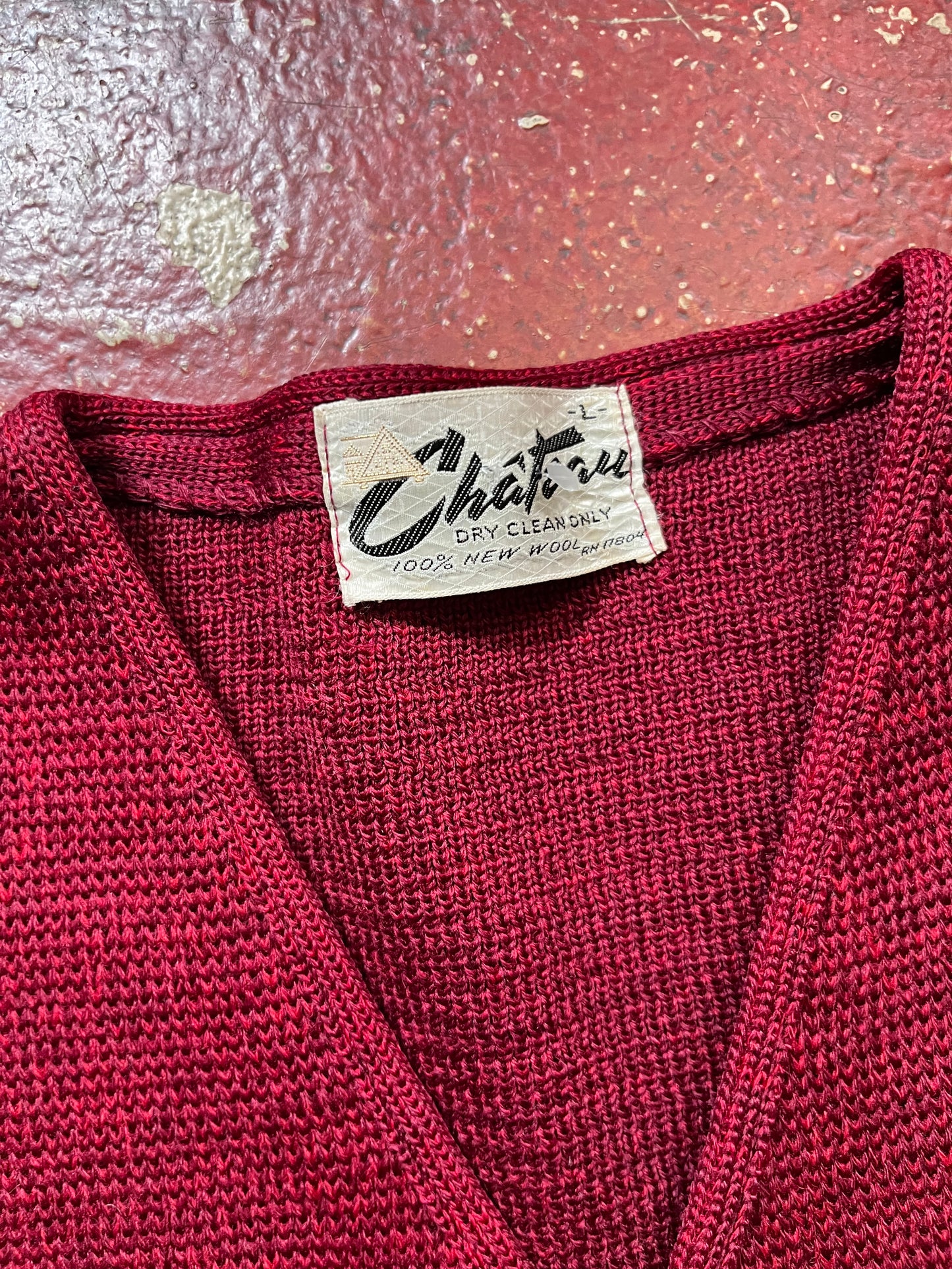 60s Chateau Red Cardigan