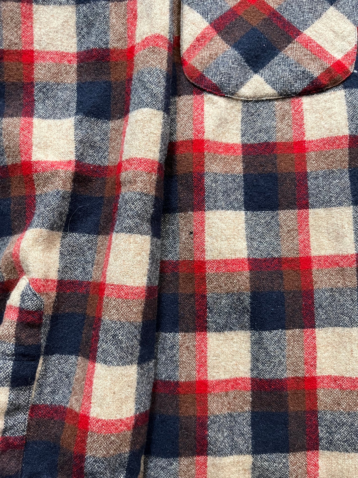 60s Pendleton Brown & Red Loop Collar Board Shirt