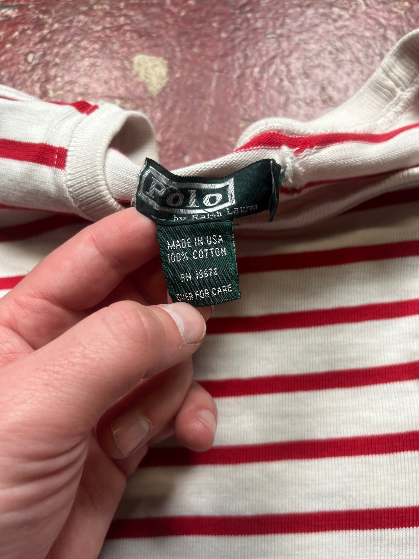 1987 Polo Red & Striped Long Sleeve Shirt