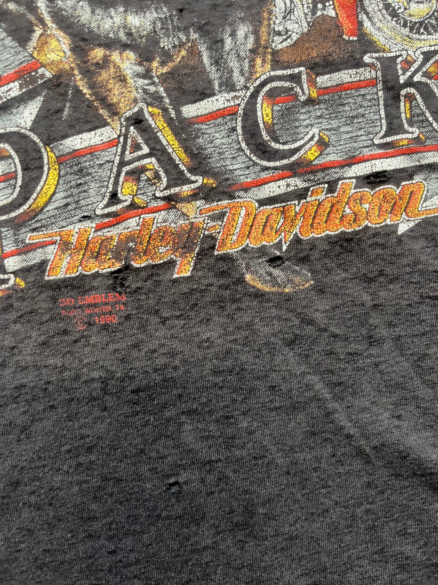 1990 3D Emblem Harley Davidson Leader Of The Pack Cutoff Shirt