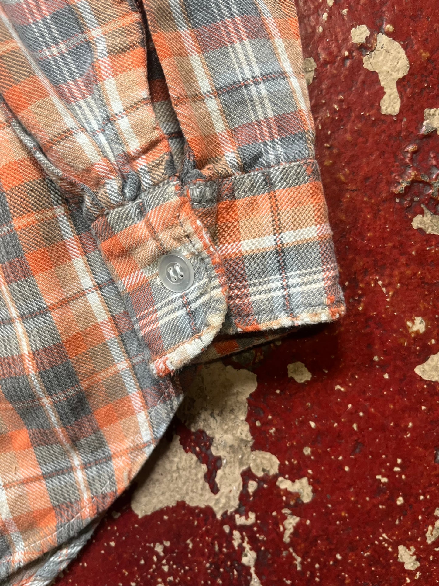 60s/70s Wilshire Orange & Grey Cotton Flannel