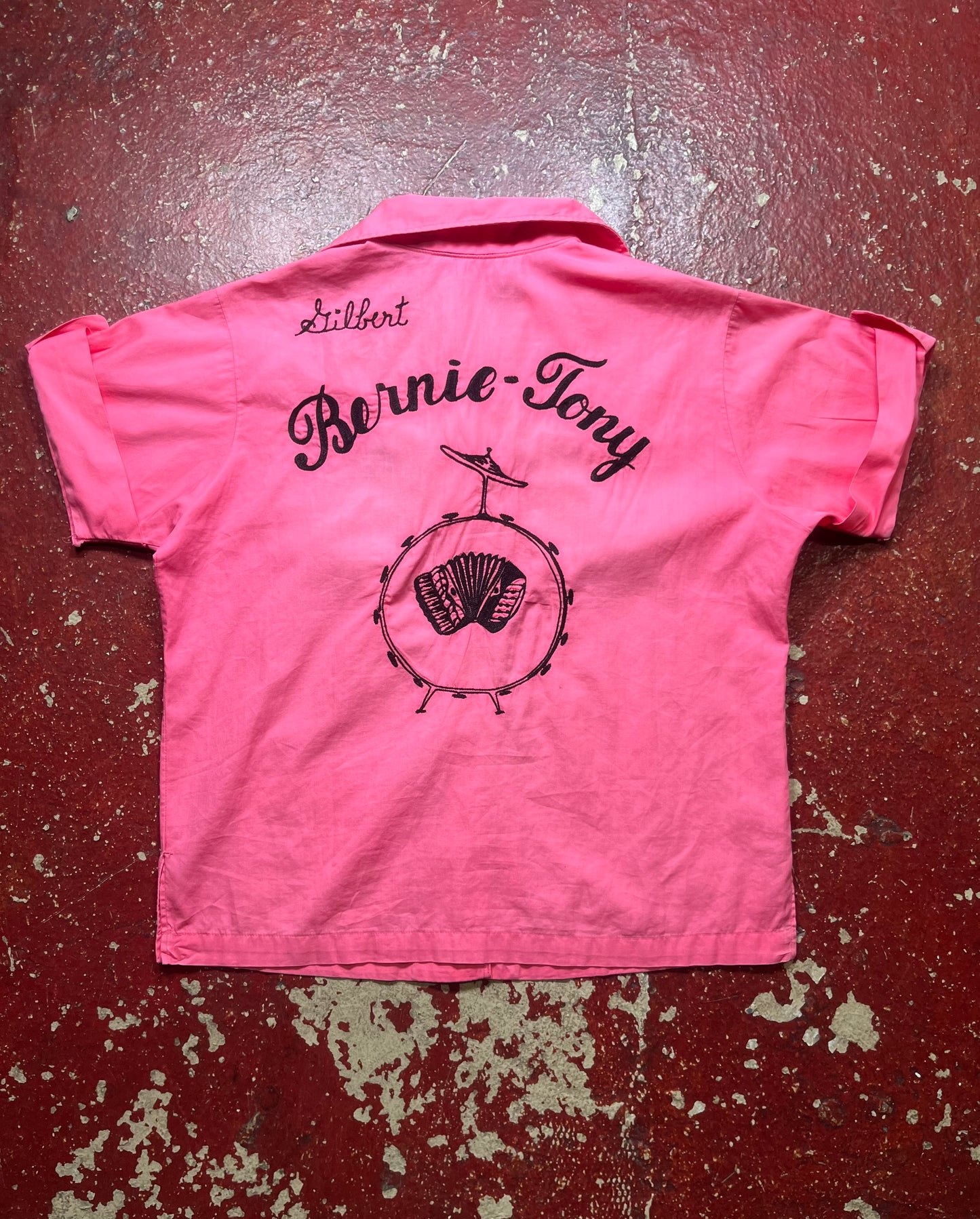 50s/60s Pink Bernie Tony Chain Stitched Bowling Shirt