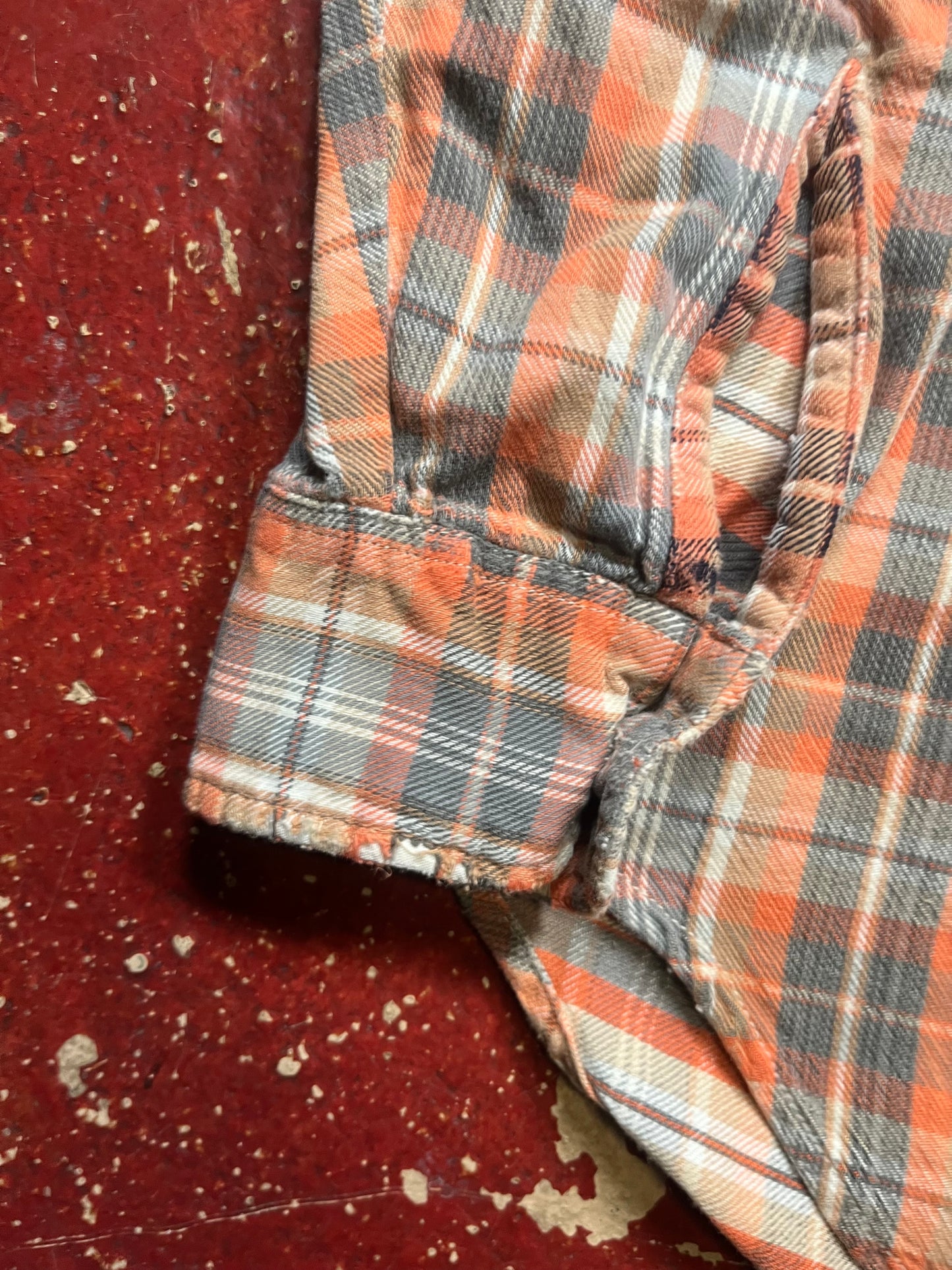 60s/70s Wilshire Orange & Grey Cotton Flannel