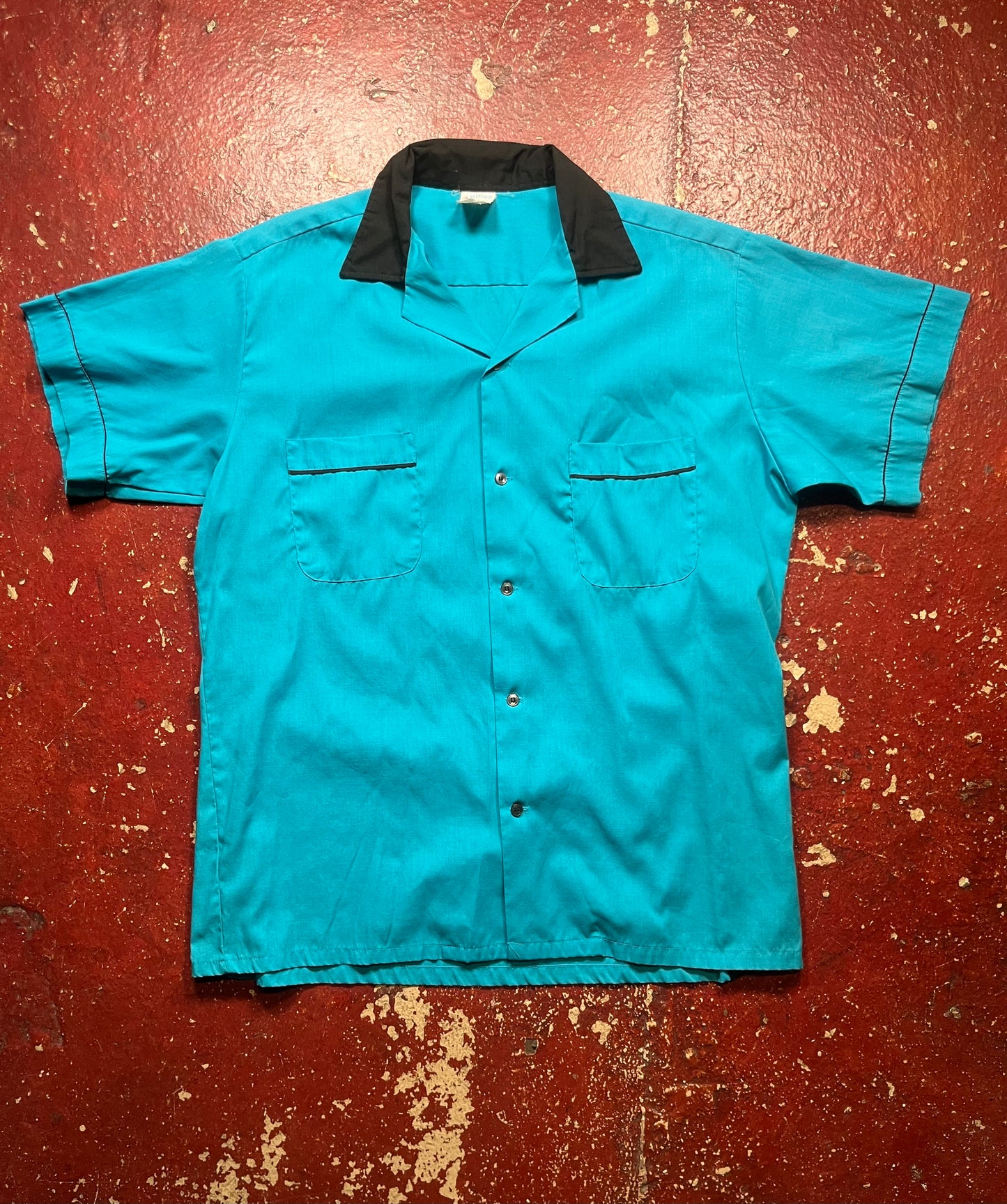 70s Hilton Teal Bowling Shirt