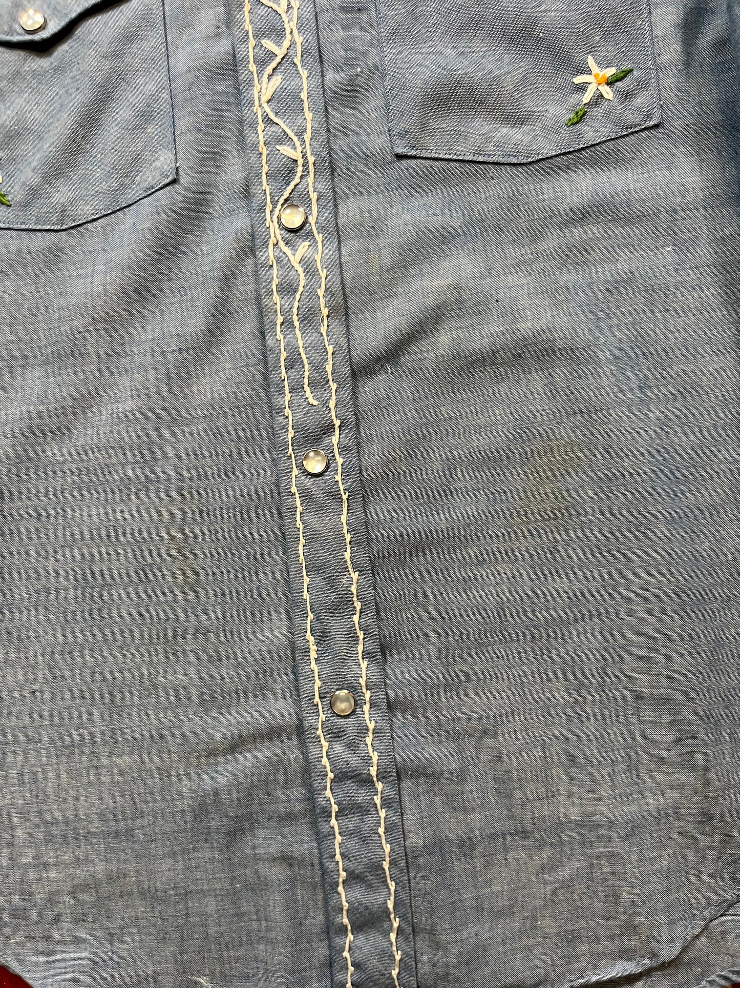70s Bouquet Chambray Long Sleeve Shirt