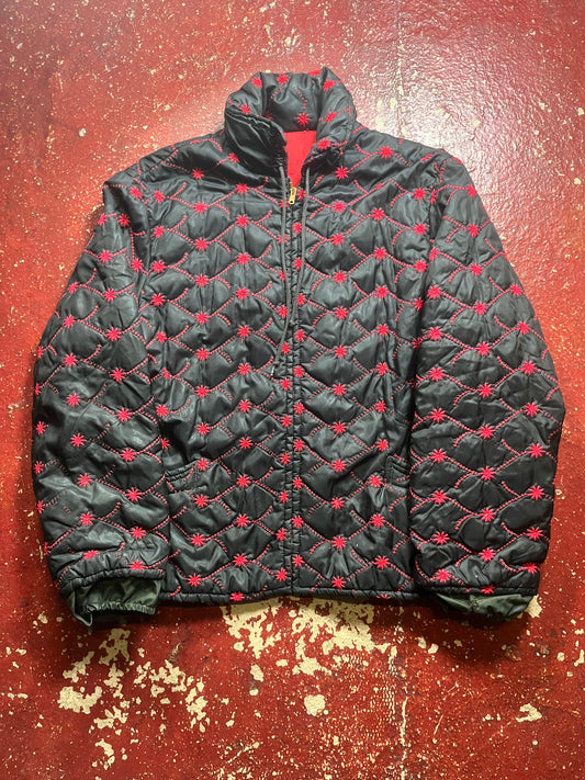 60s/70s Black & Red Quilted Jacket