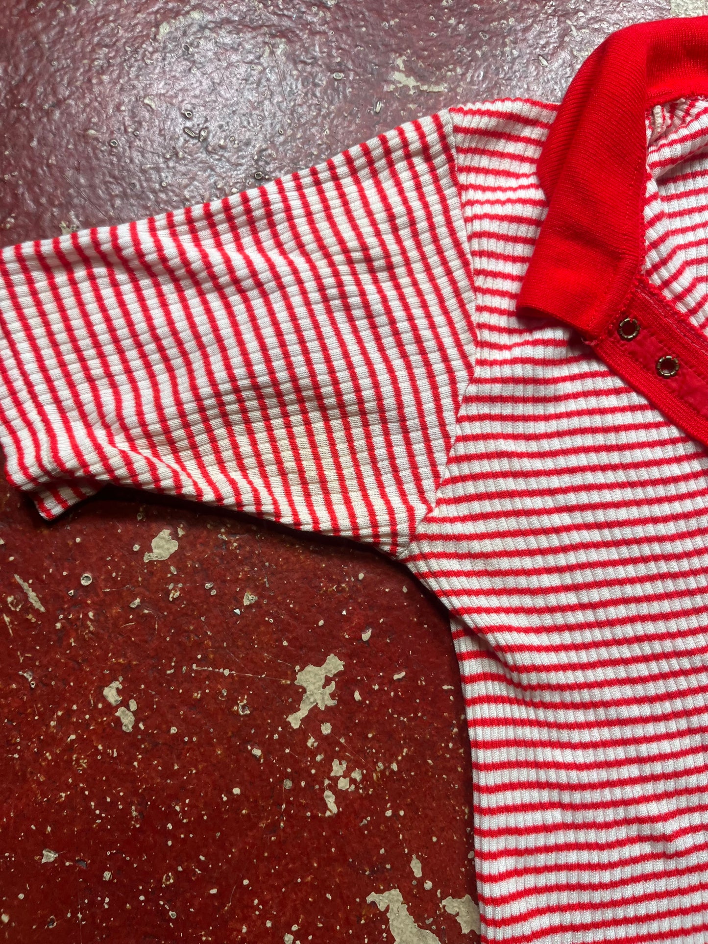 60s Nortons Point Red Striped Polo