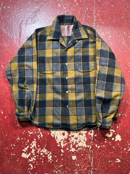 50s/60s Green & Black Loop Collar Board Shirt