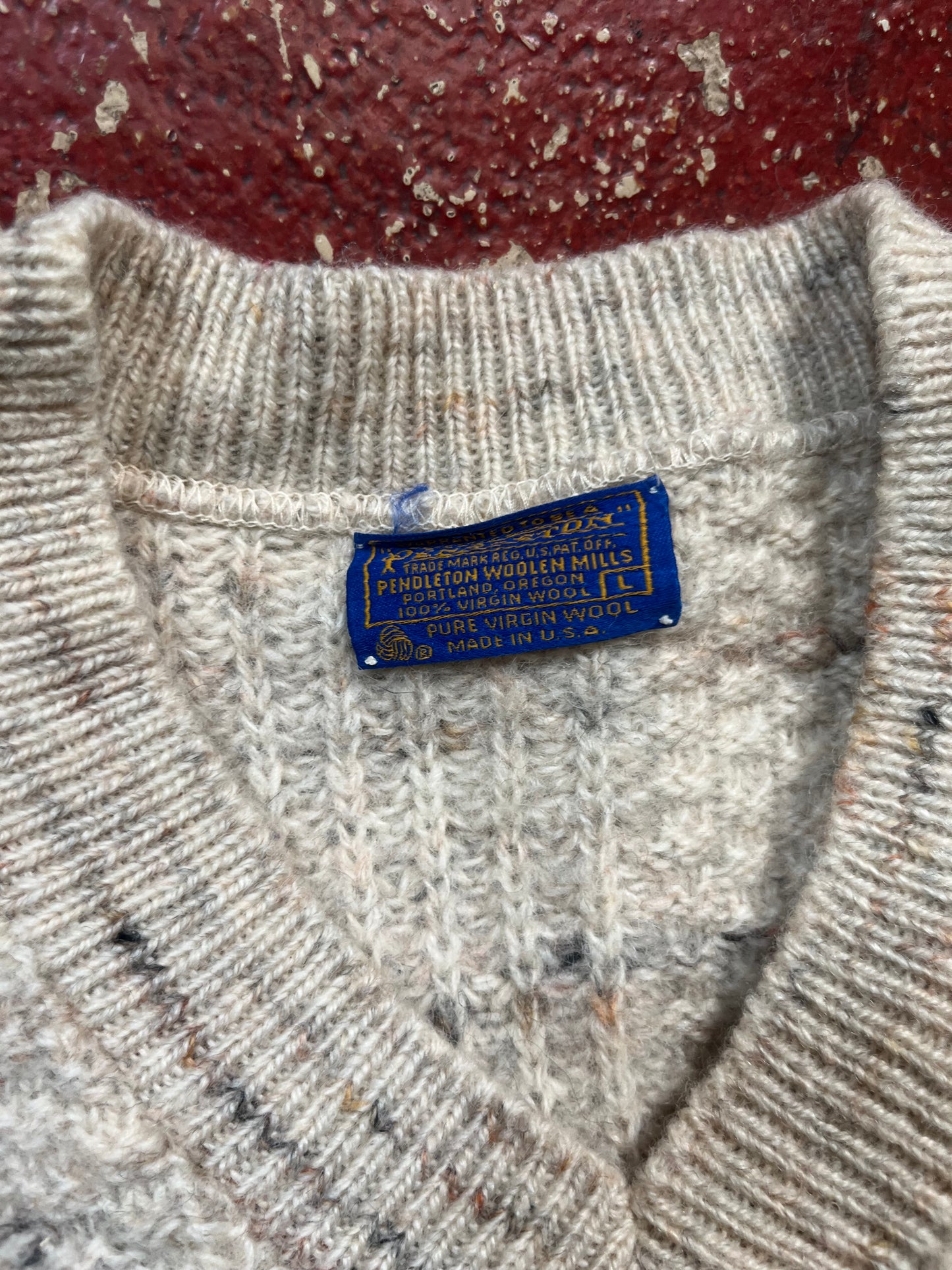 60s Pendleton White Vee Neck Sweater