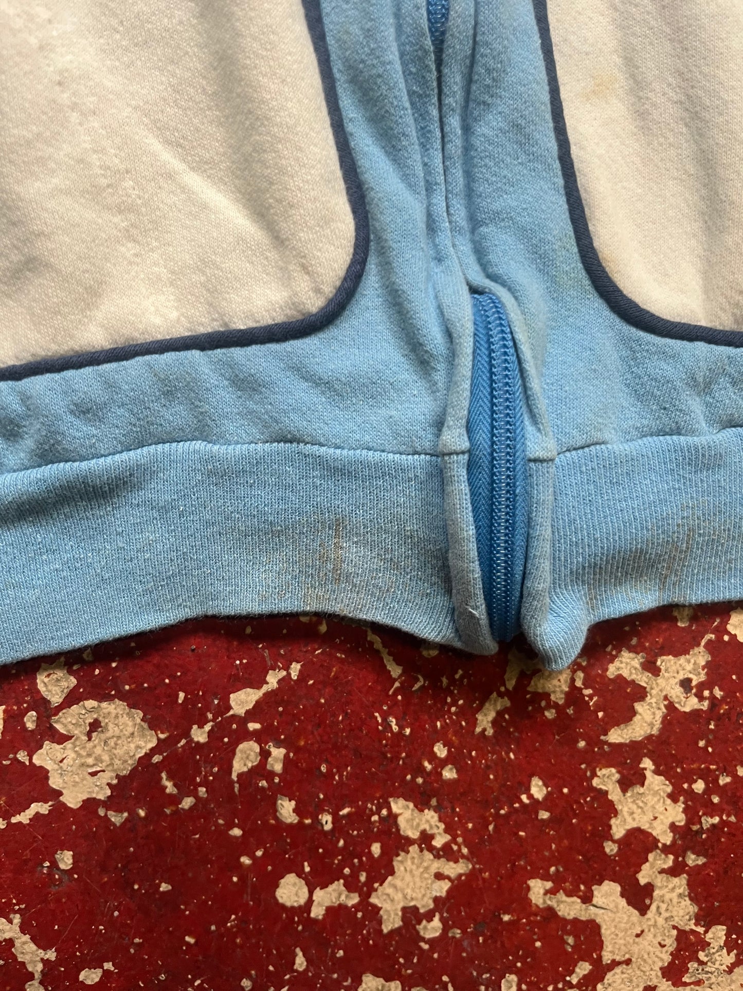 70s Blue & White Zip Up Sweatshirt