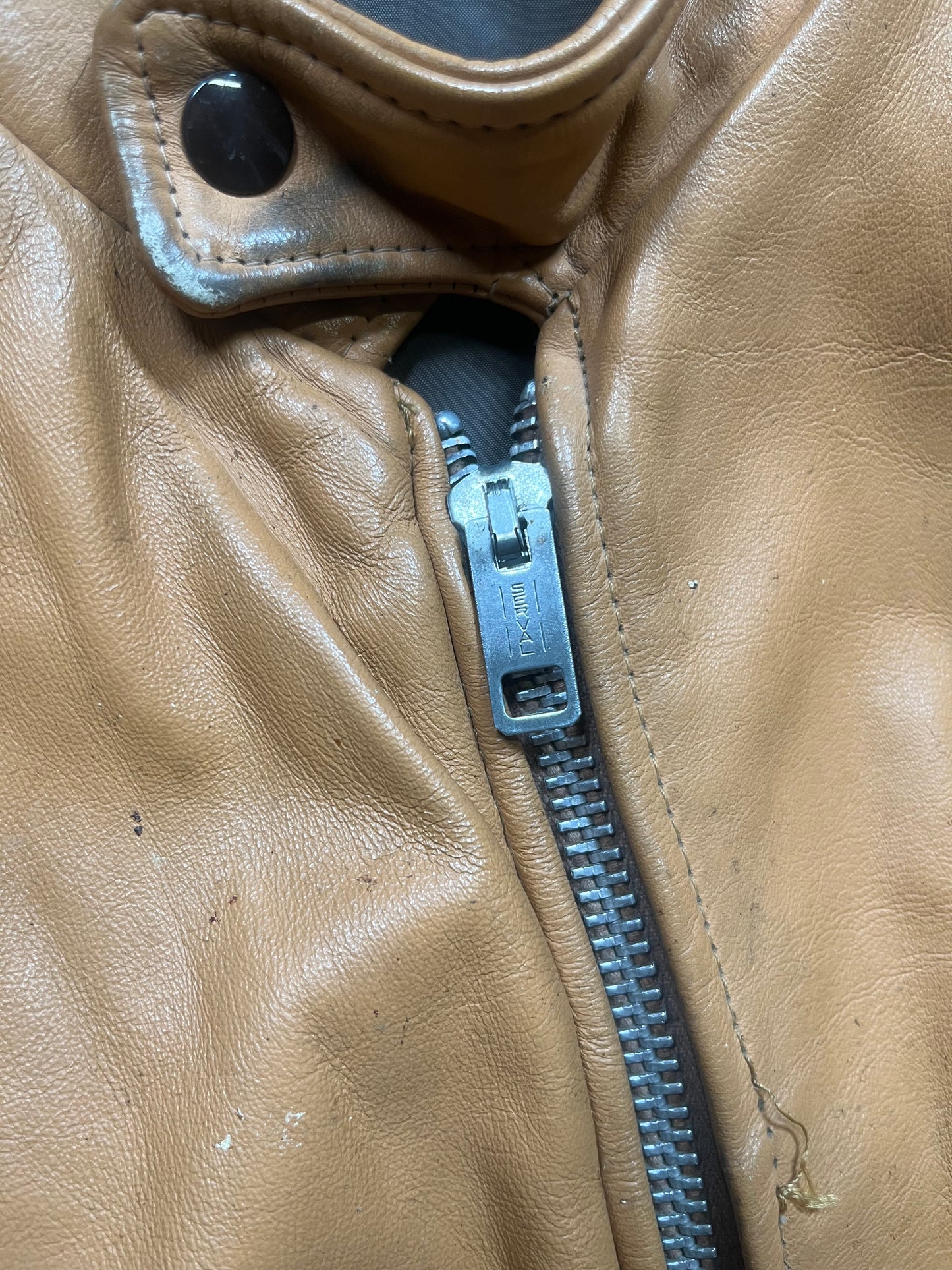 60s/70s Tan Cafe Racer Leather Jacket