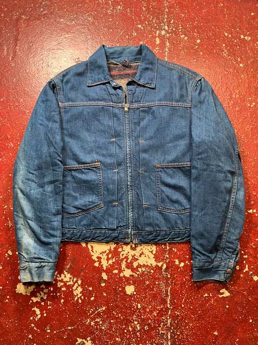 60s Montgomery Ward Two Pocket Pleated Denim Jacket