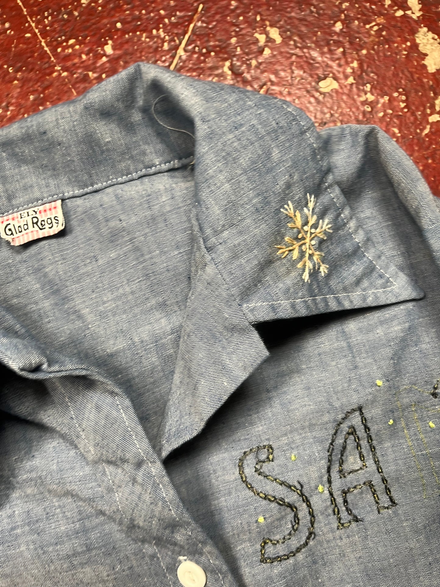 60s/70s Rainbow Chambray Long Sleeve Shirt