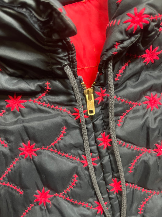 60s/70s Black & Red Quilted Jacket