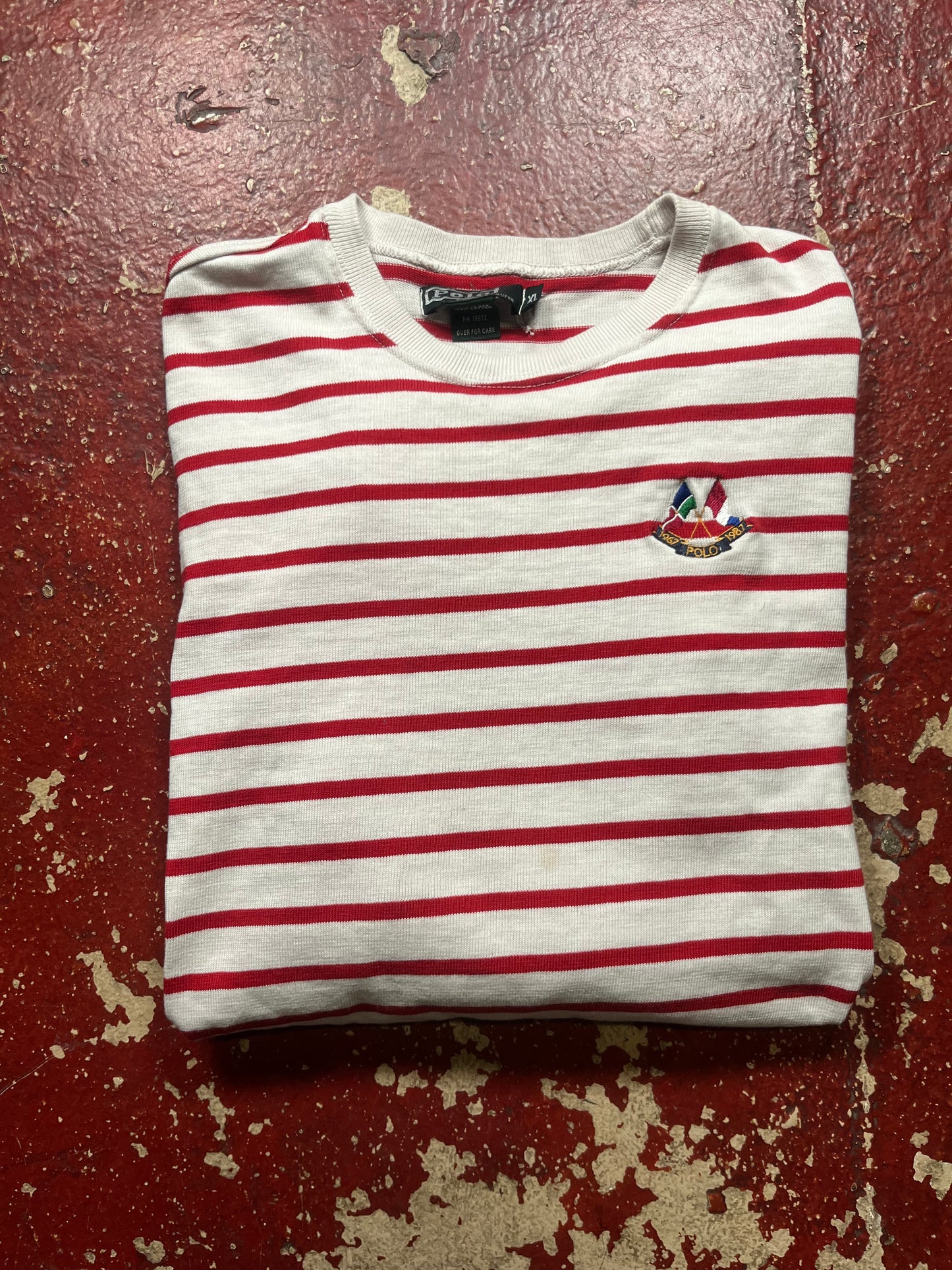 1987 Polo Red & Striped Long Sleeve Shirt