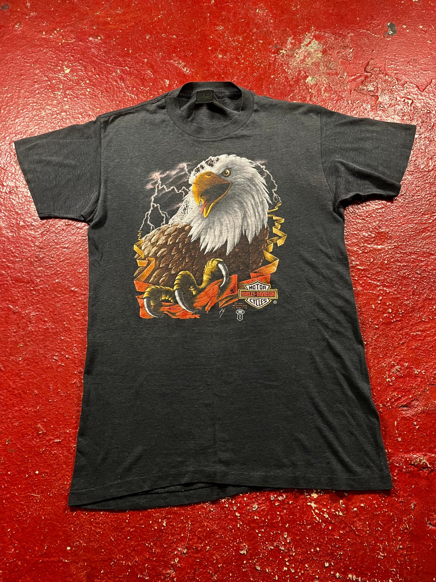 1987 3D Emblem Harley Davidson Tee