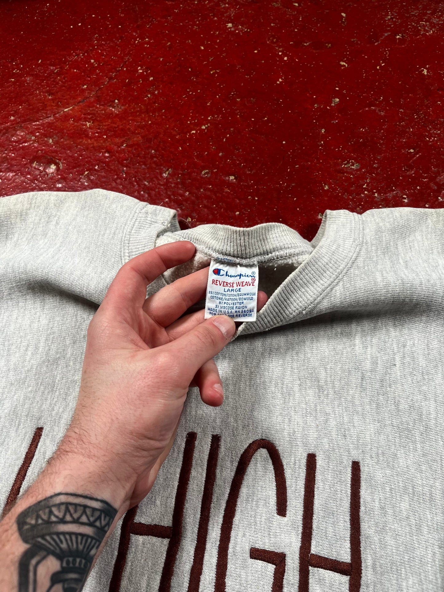 90s Lehigh Champion Reverse Weave Crewneck