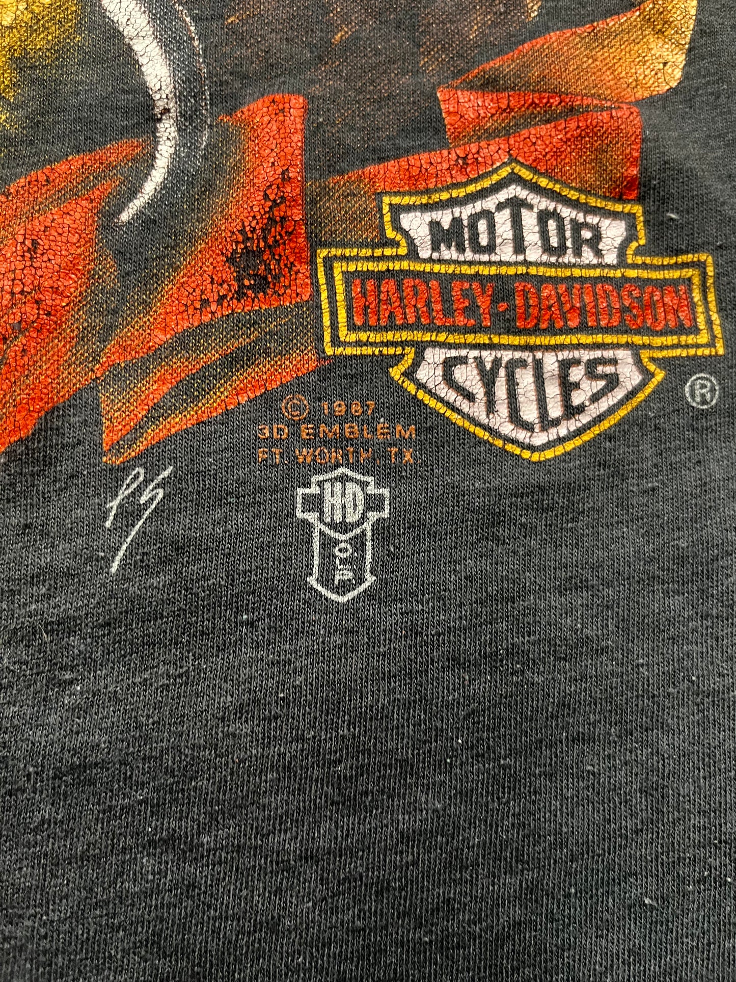 1987 3D Emblem Harley Davidson Tee