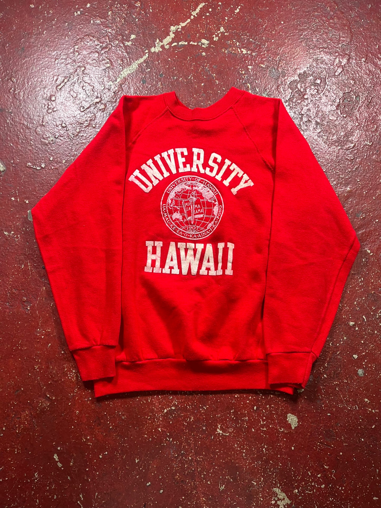 70s University Of Hawaii Flock Print Sweater