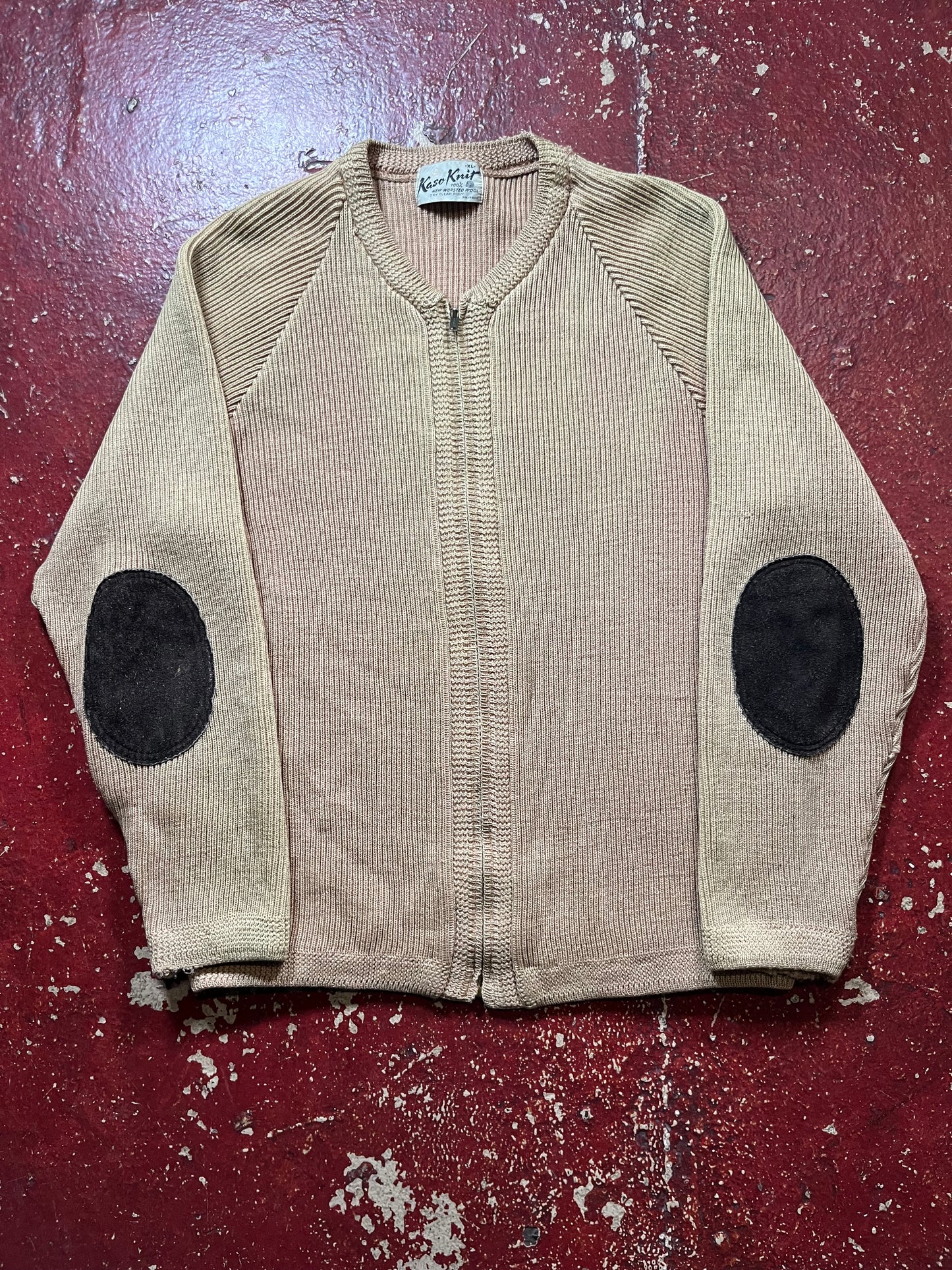 50s/60s Kaso Knit Full Zip Brown Sweater