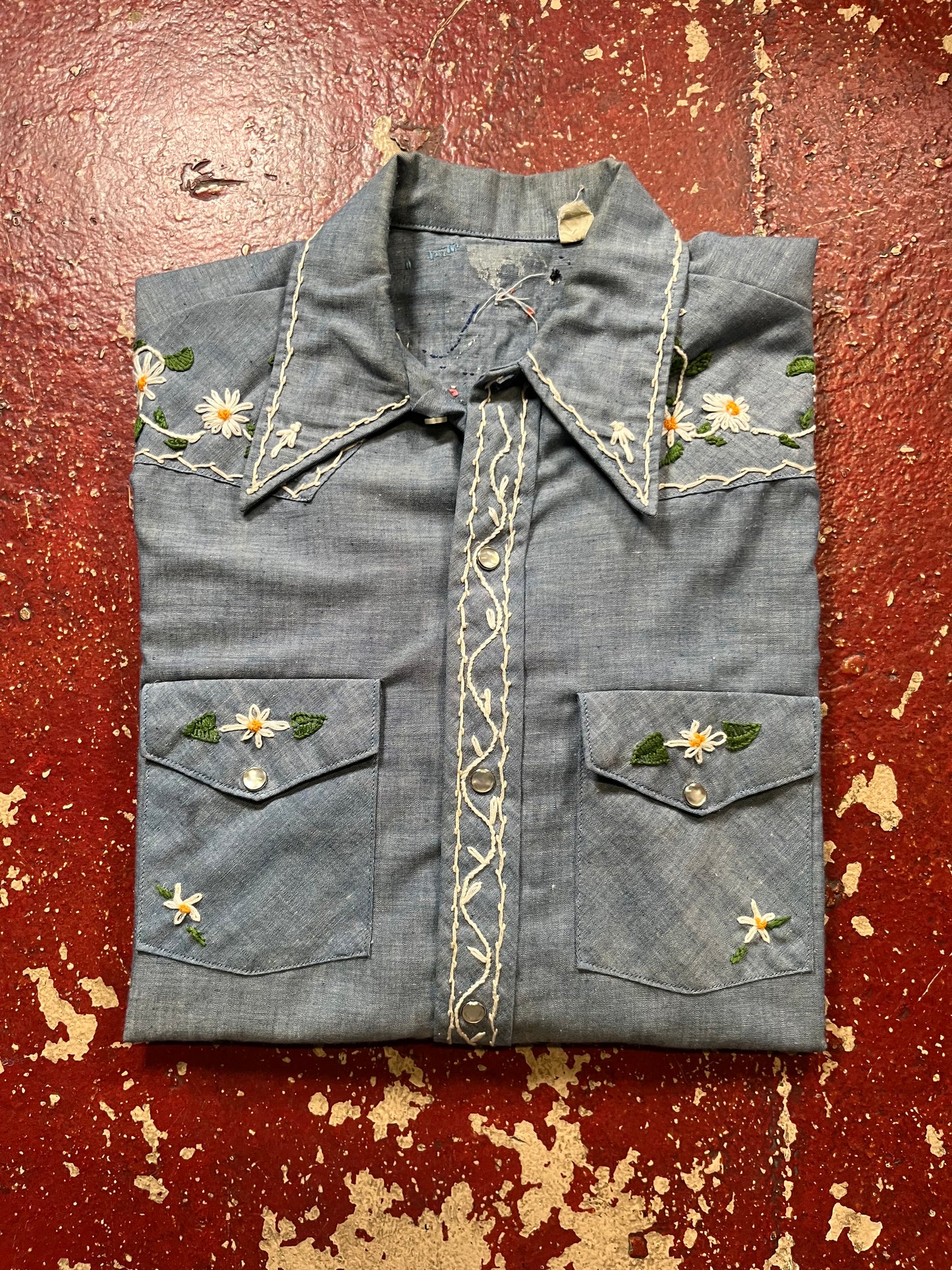 70s Bouquet Chambray Long Sleeve Shirt