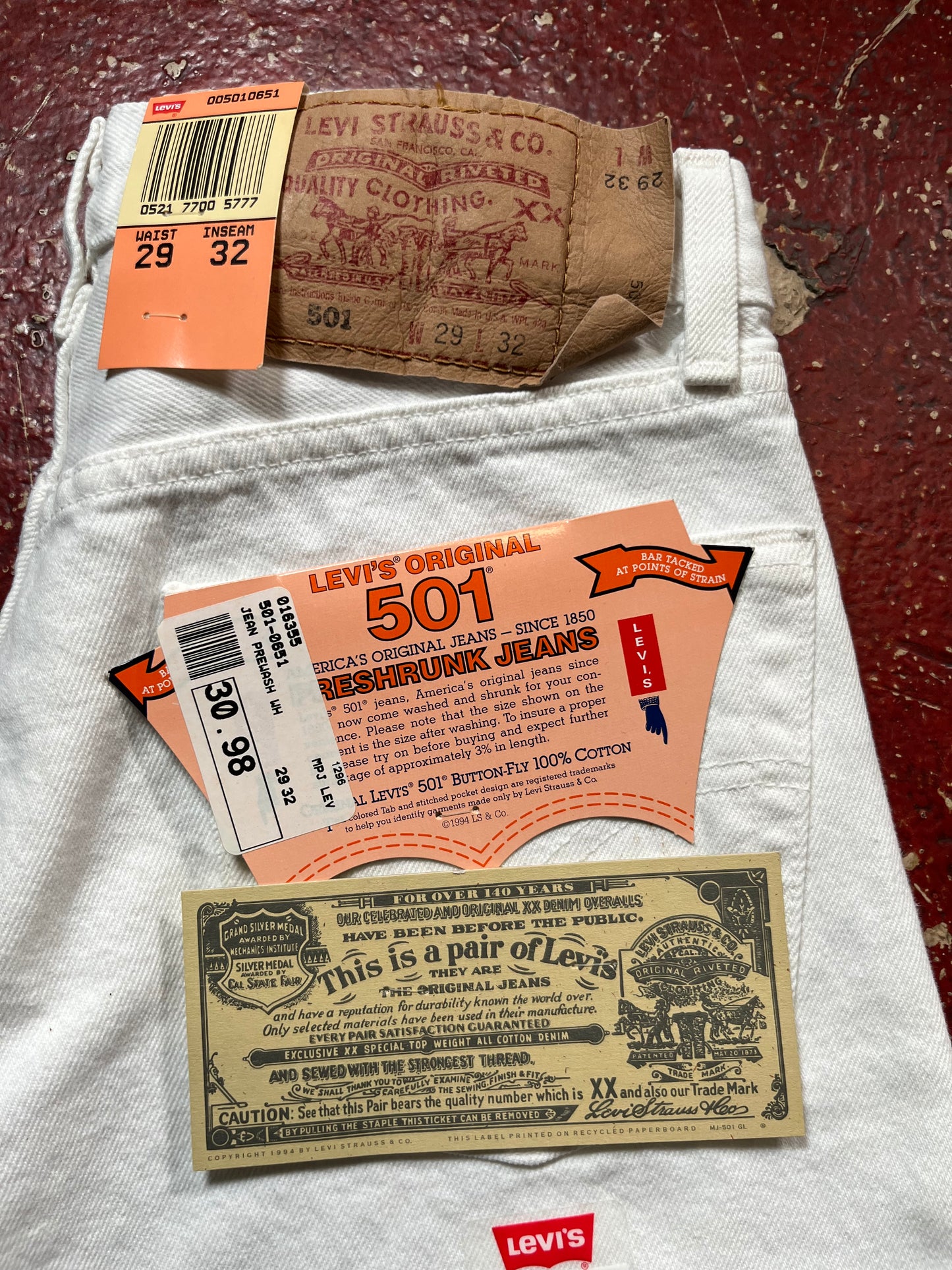 1994 DS Levis 501s White Jeans