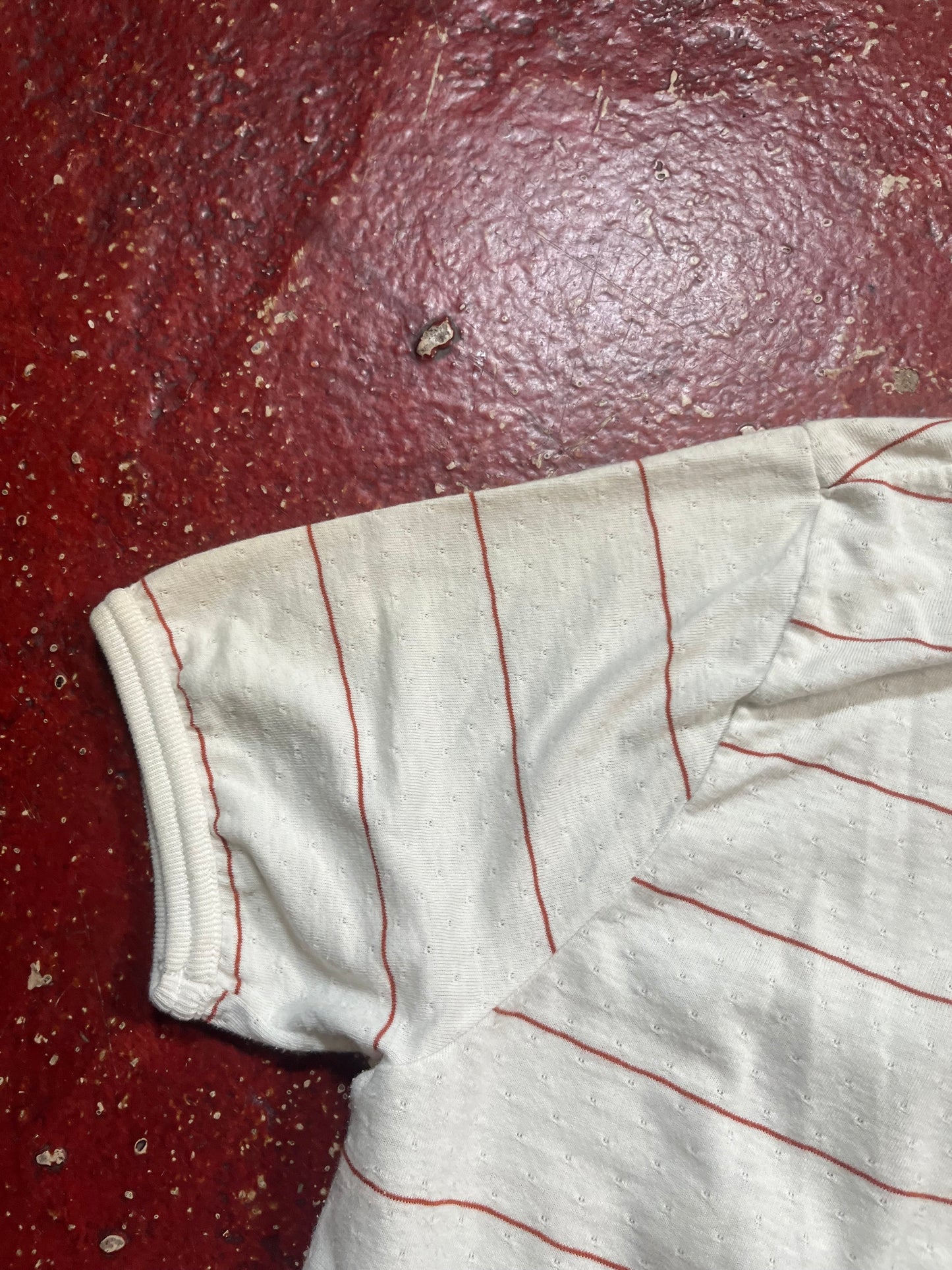 70s White & Red Striped Tapered Shirt
