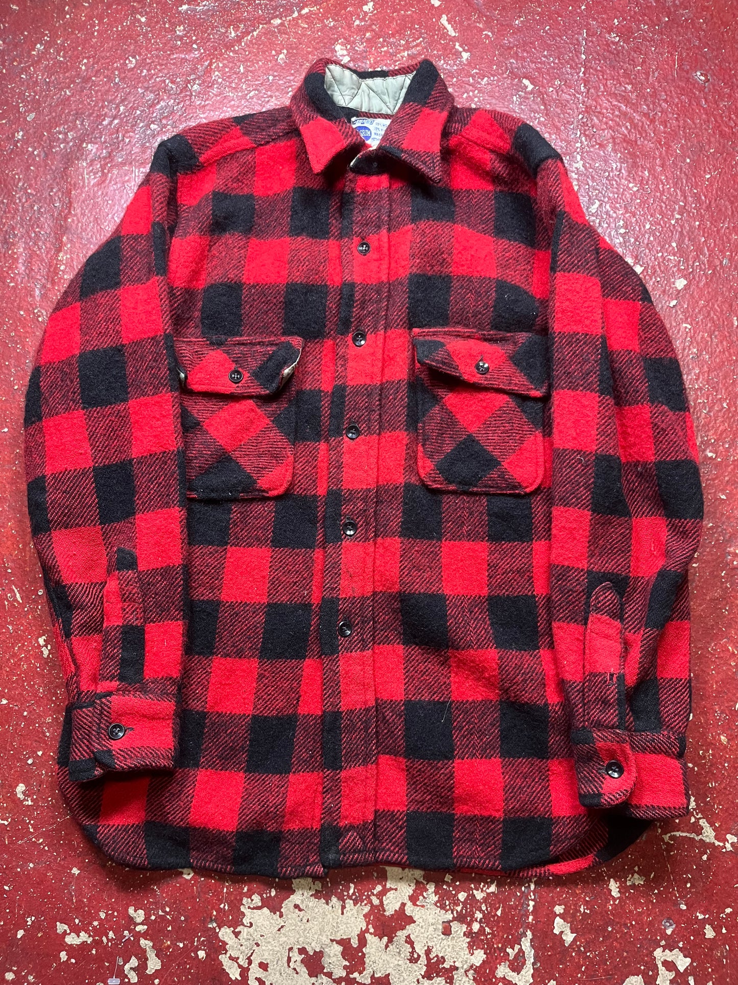 50s Pilgrim Wool Red Plaid Flannel