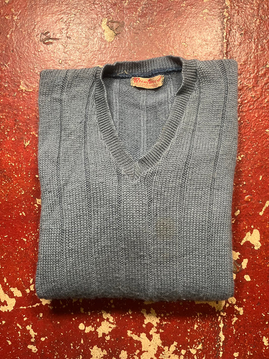 50s Brentwood Blue Vee Neck Sweater