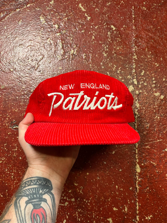 90s Sports Specialities New England Patriots Corduroy Script Hat
