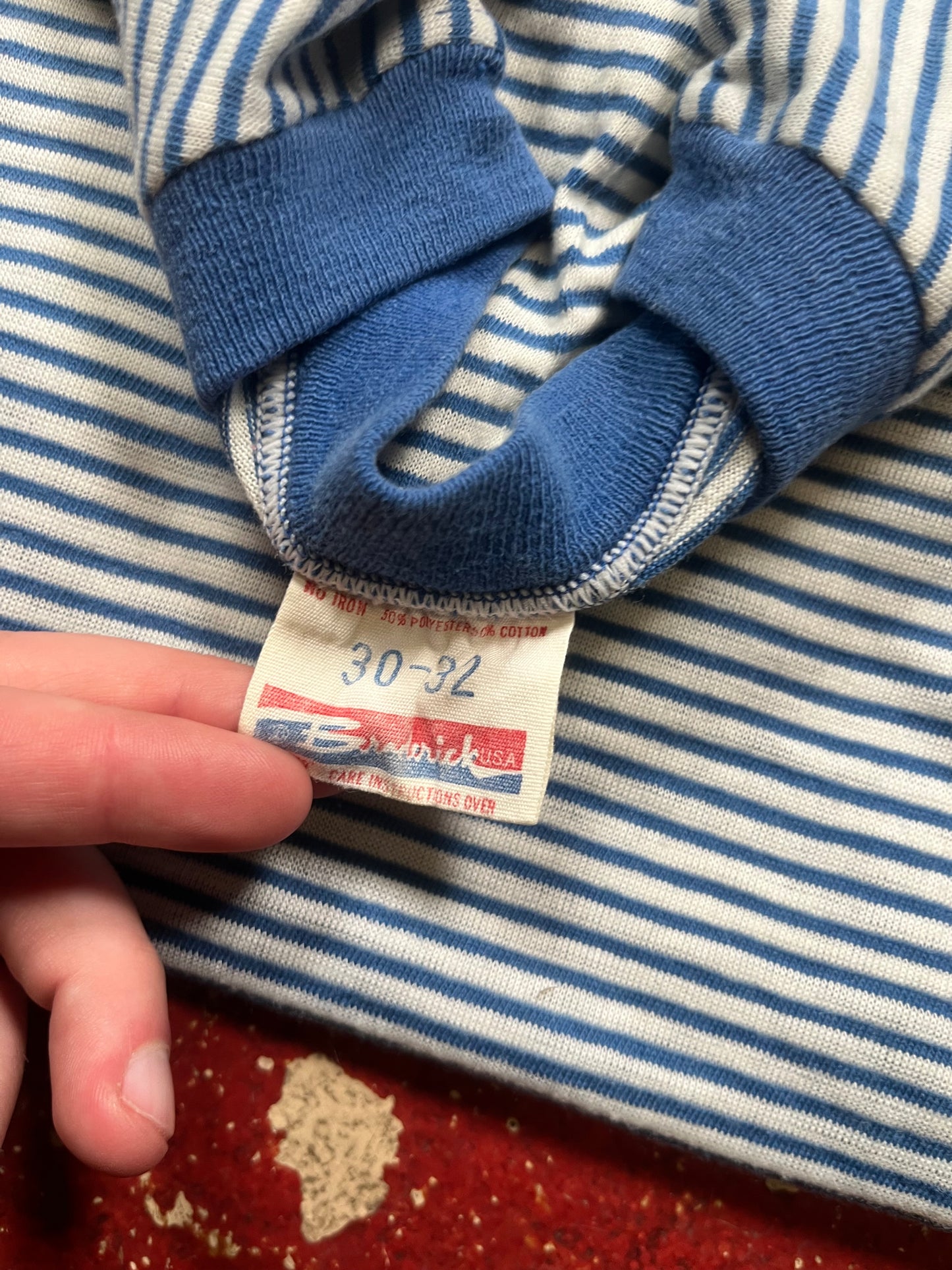 70s/80s Blue Striped Ringer Tee