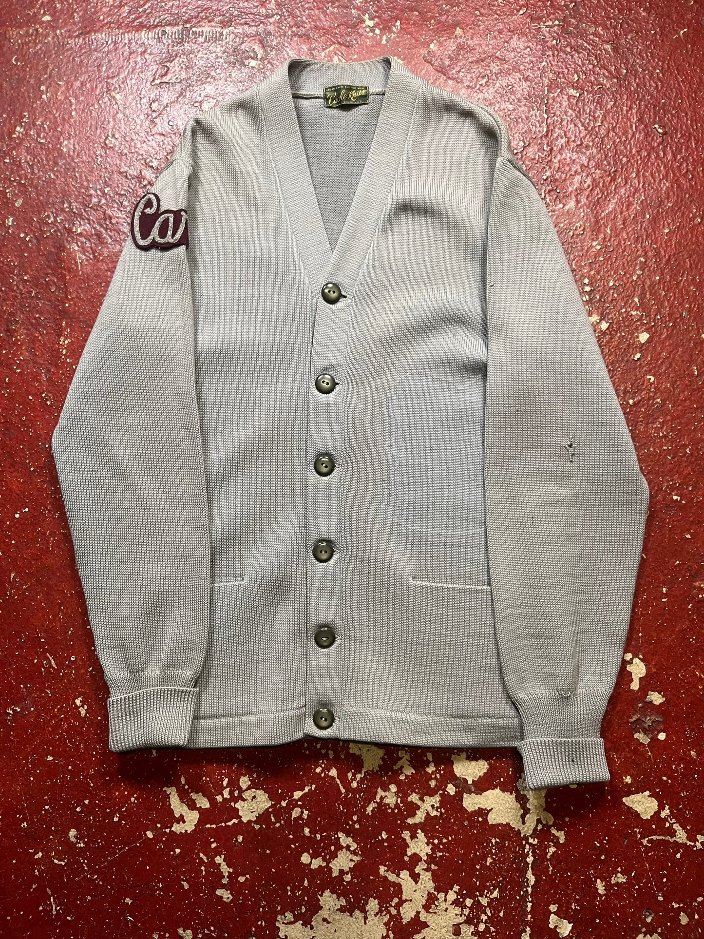 50s/60s Cache Knits Grey Wool Cardigan