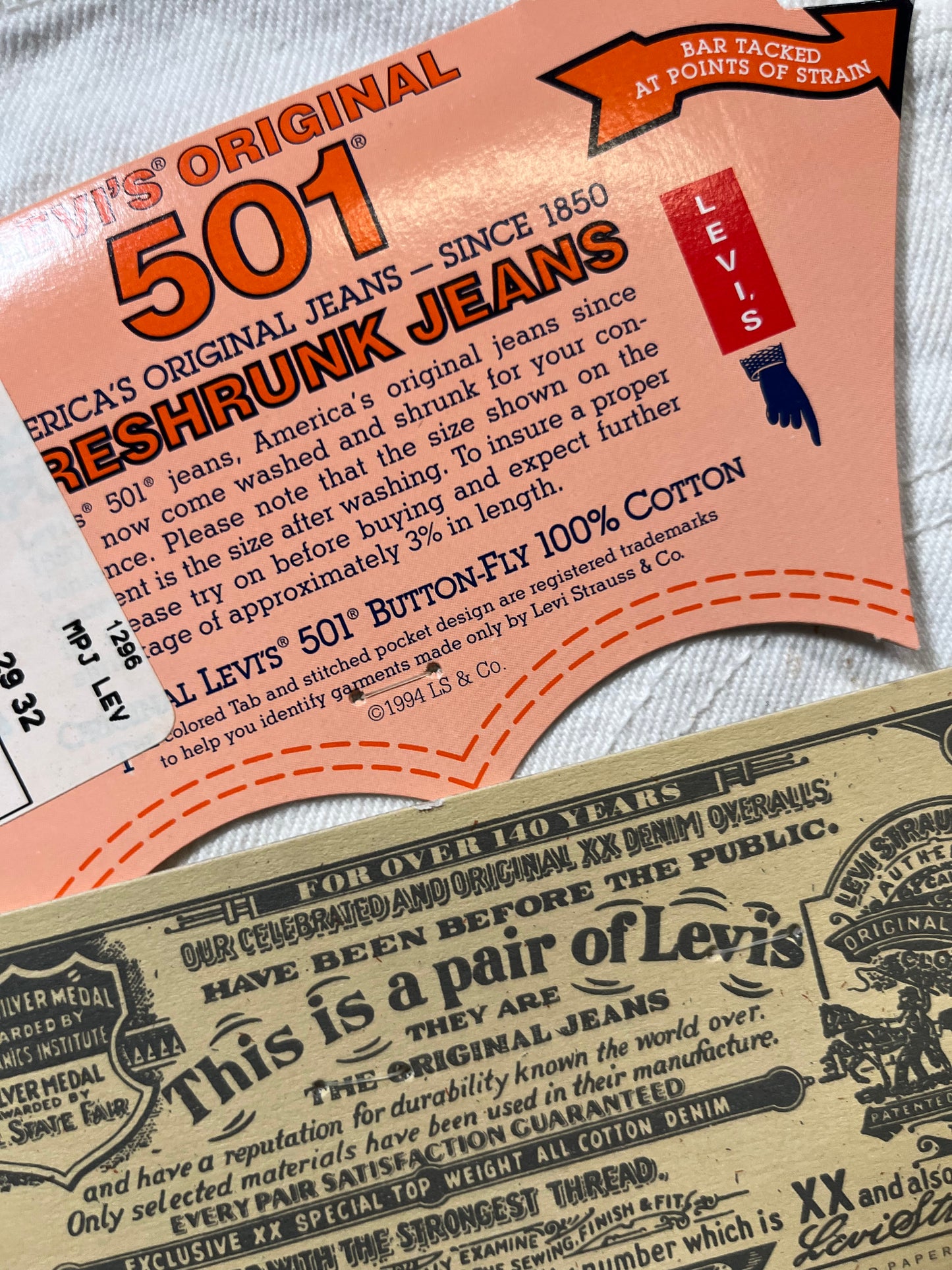 1994 DS Levis 501s White Jeans