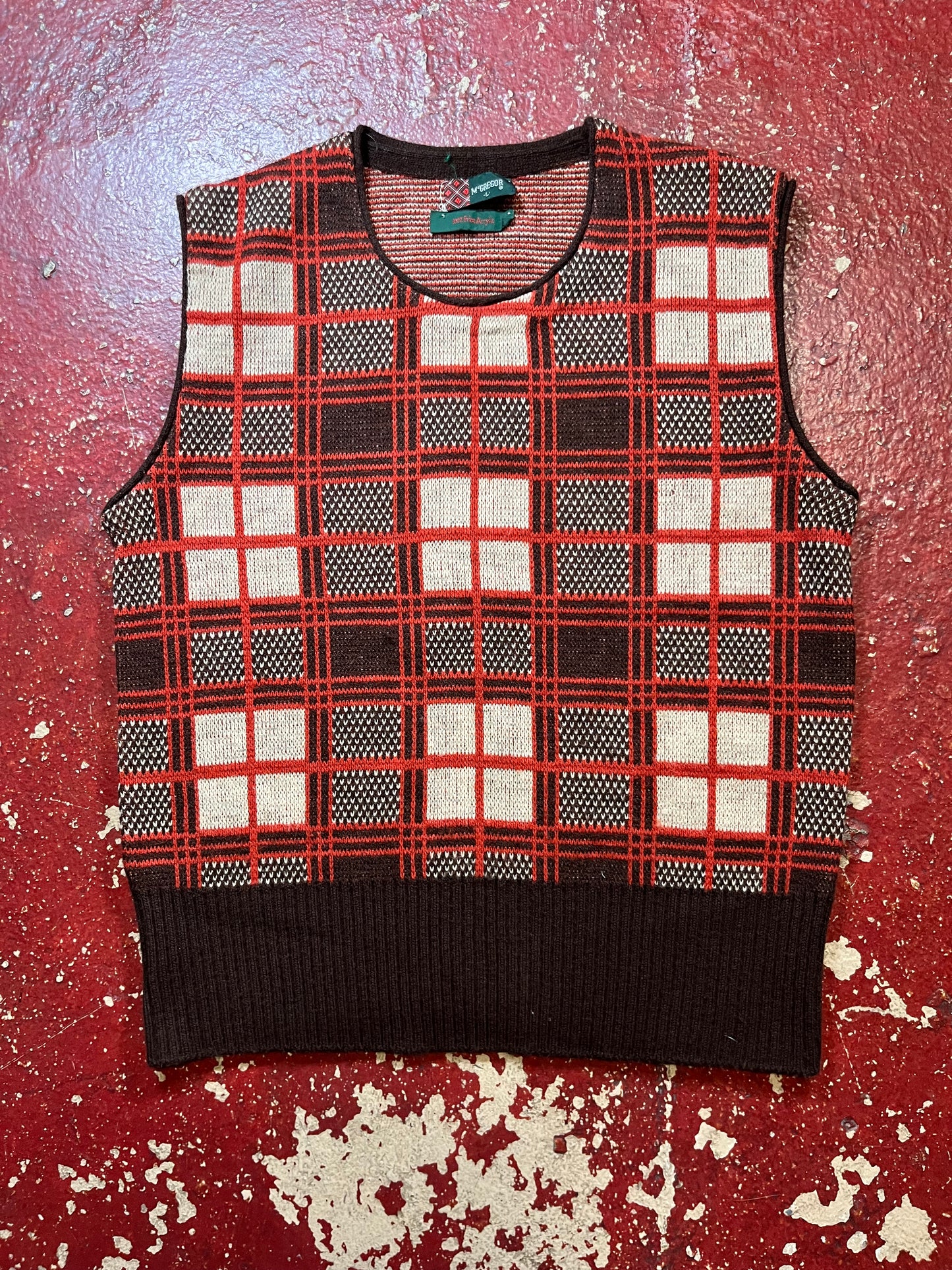60s McGregor Orange & Brown Sweater Vest