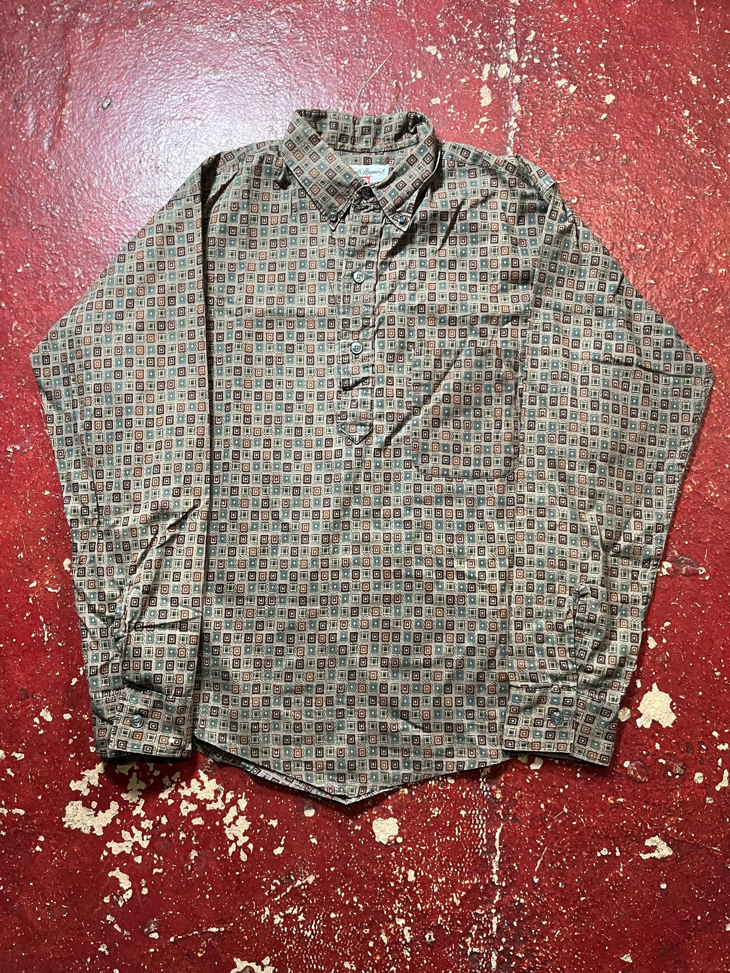 50s/60s E&W Quarter Button Long Sleeve Shirt