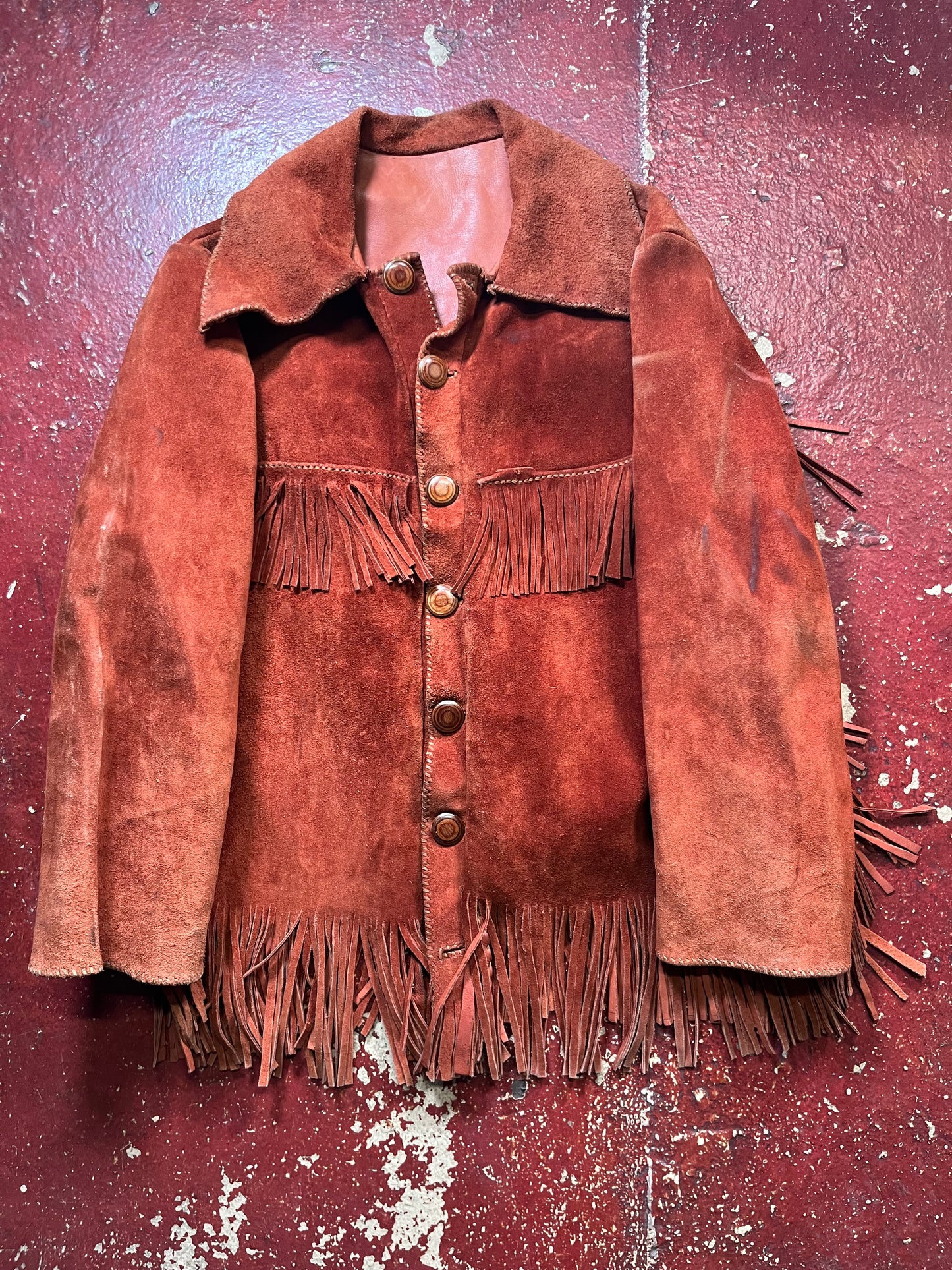 60s/70s Fringe Suede Orange Jacket