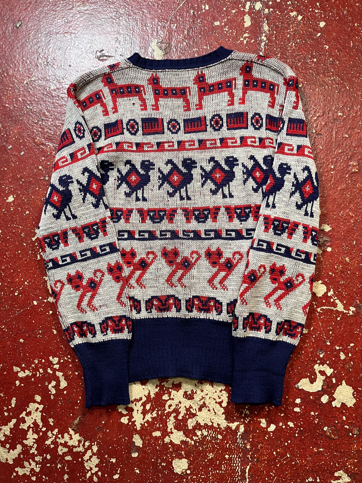 40s/50s Novelty Vee Neck Knit Sweater