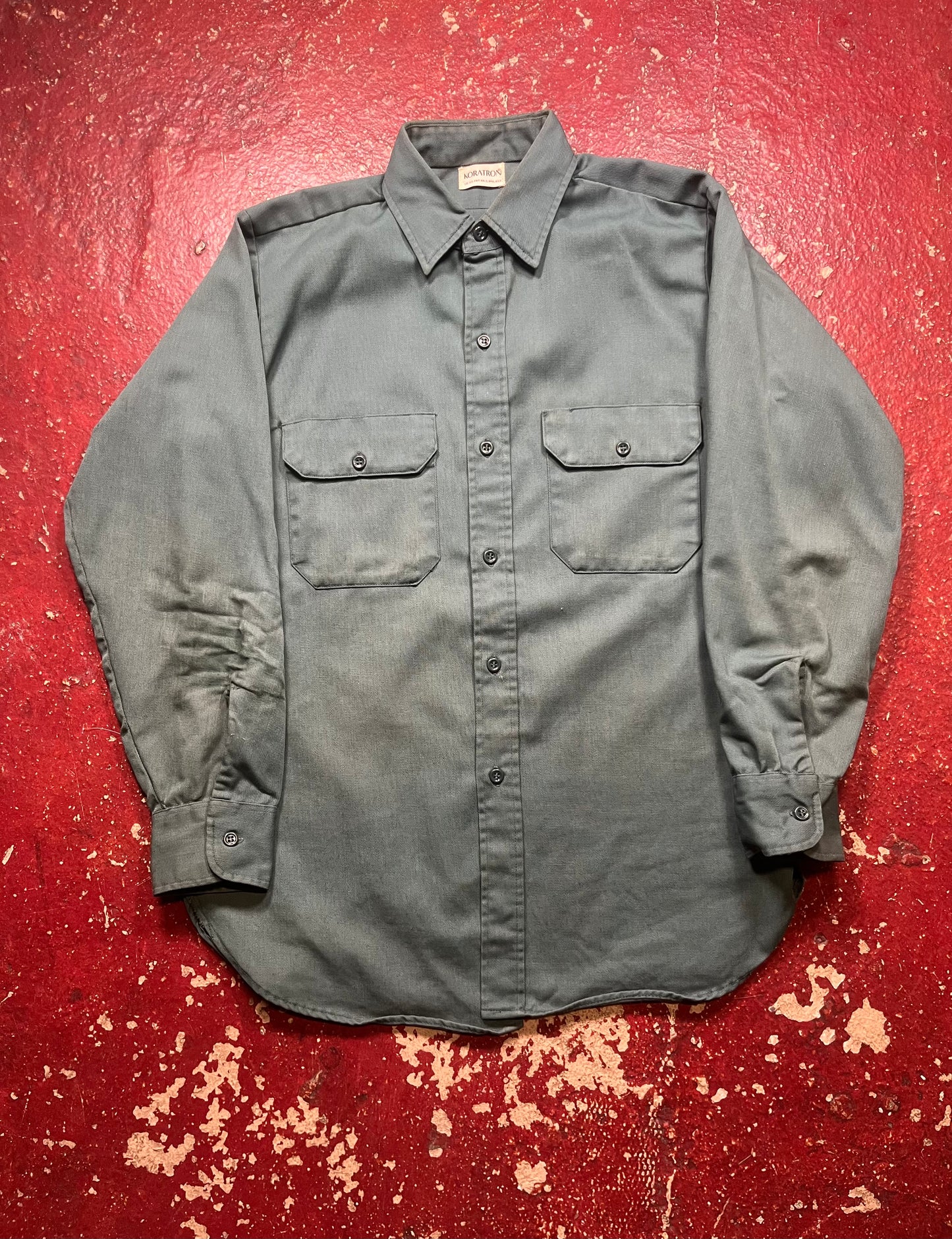 70s Koratron Green Work Long Sleeve Shirt