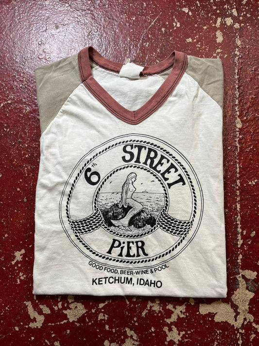 70s/80s 6th Street Pier Tri Tone Vee Neck Tee