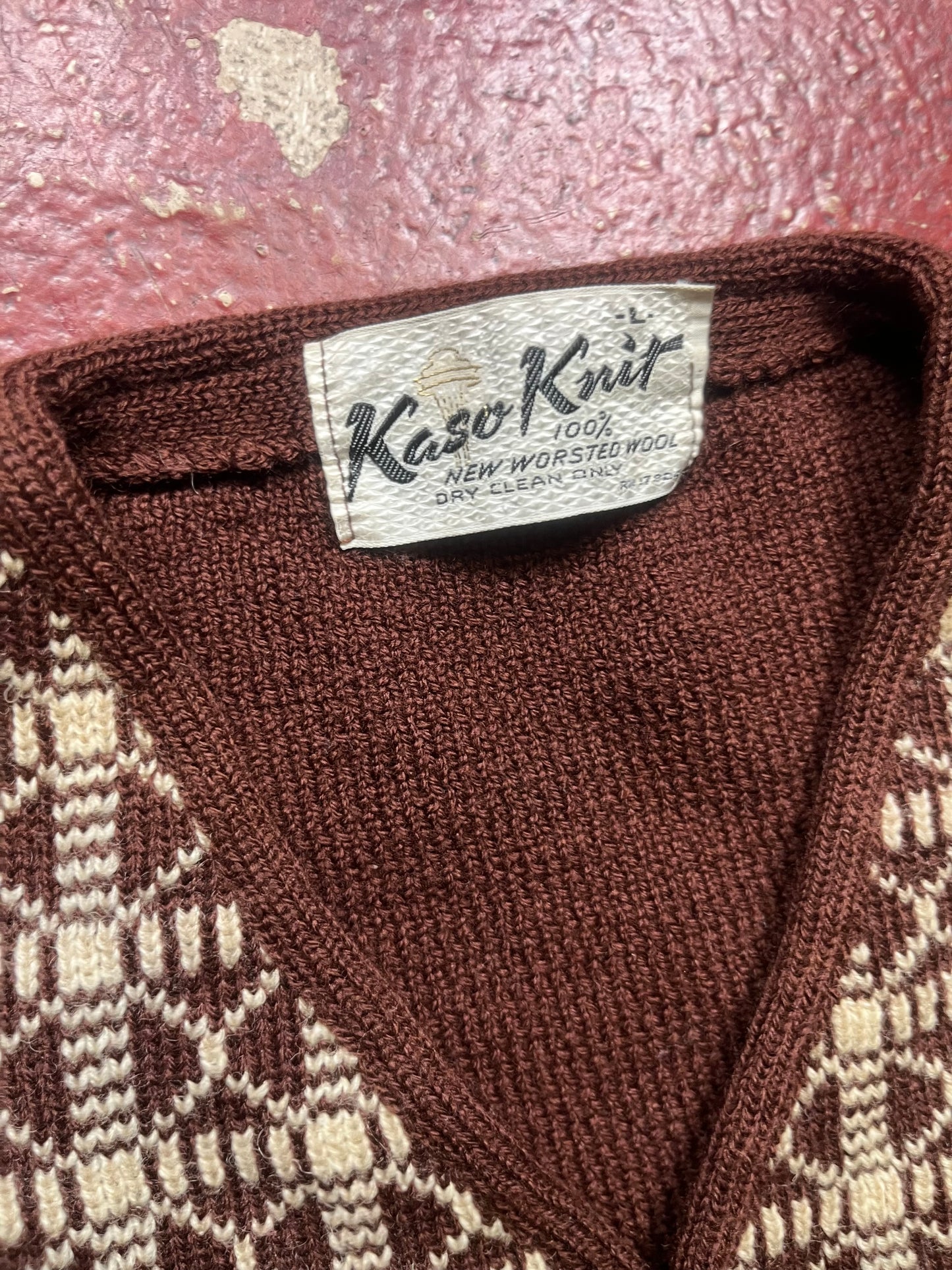 60s Kaso Knit Brown & Gold Cardigan