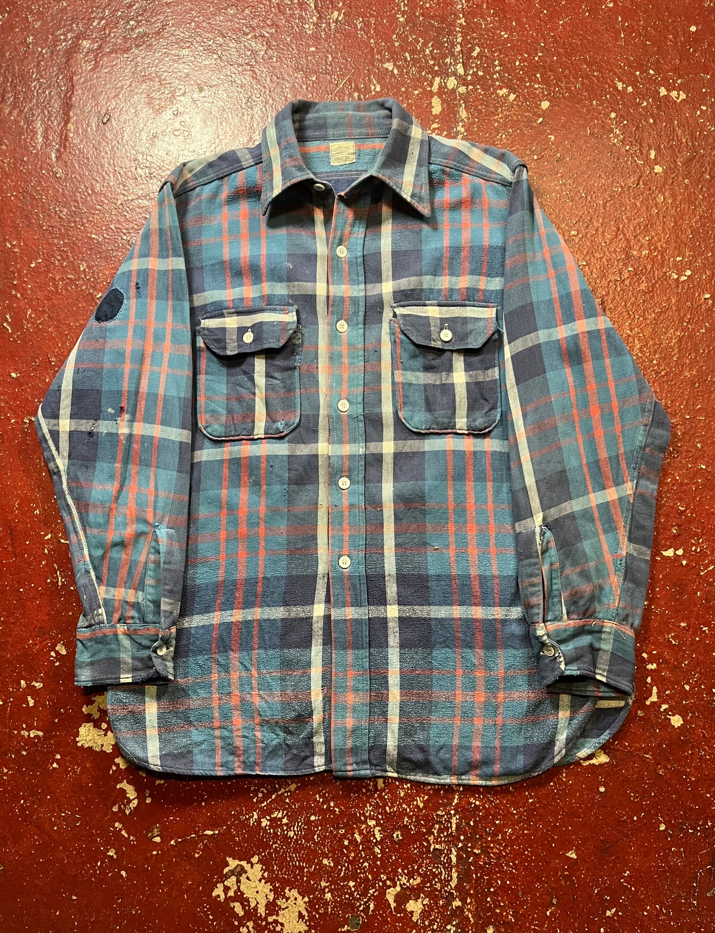 40s/50s Allied Clothiers Blue & Red Flannel