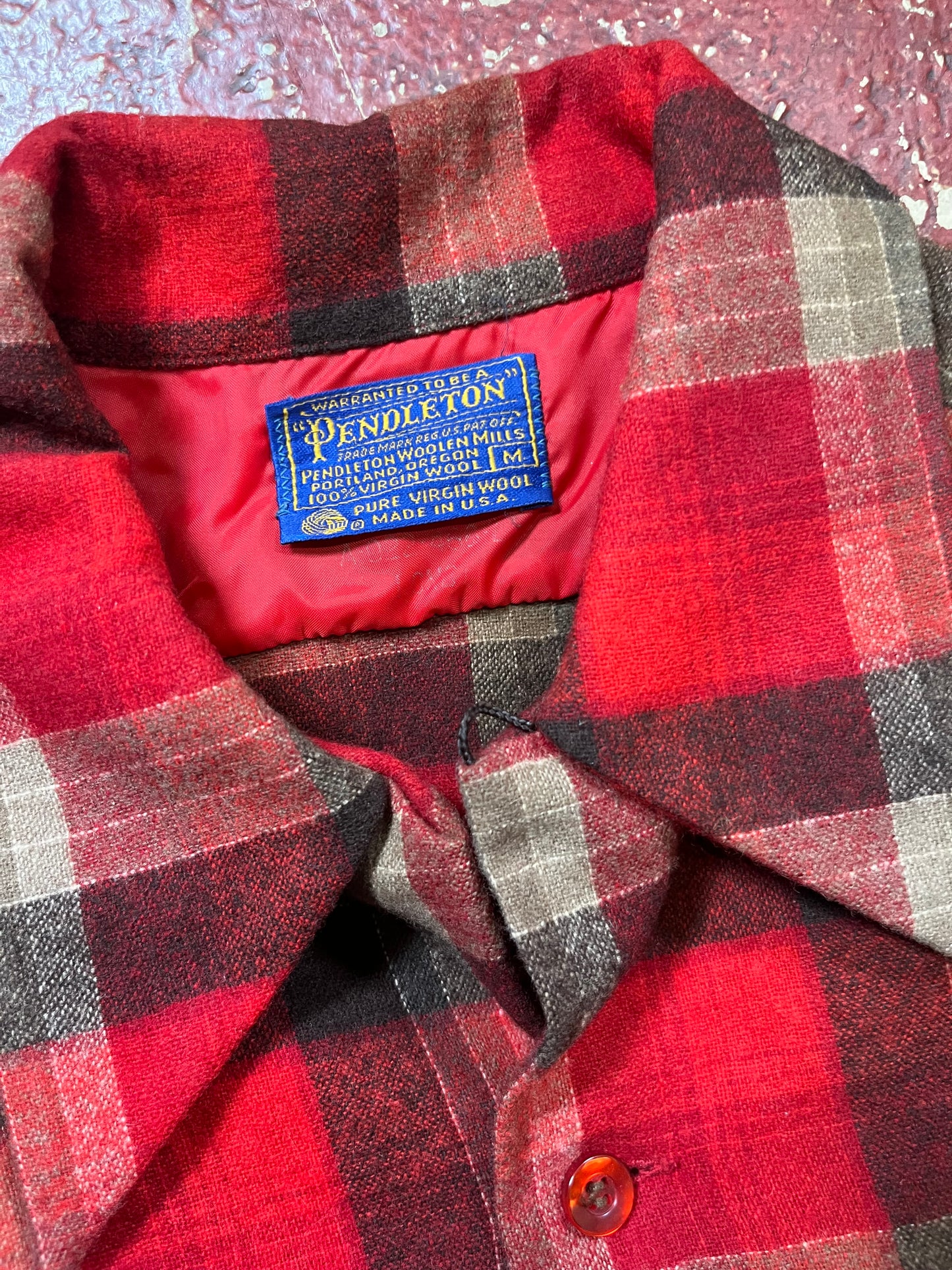 60s Pendleton Red & Black Board Shirt