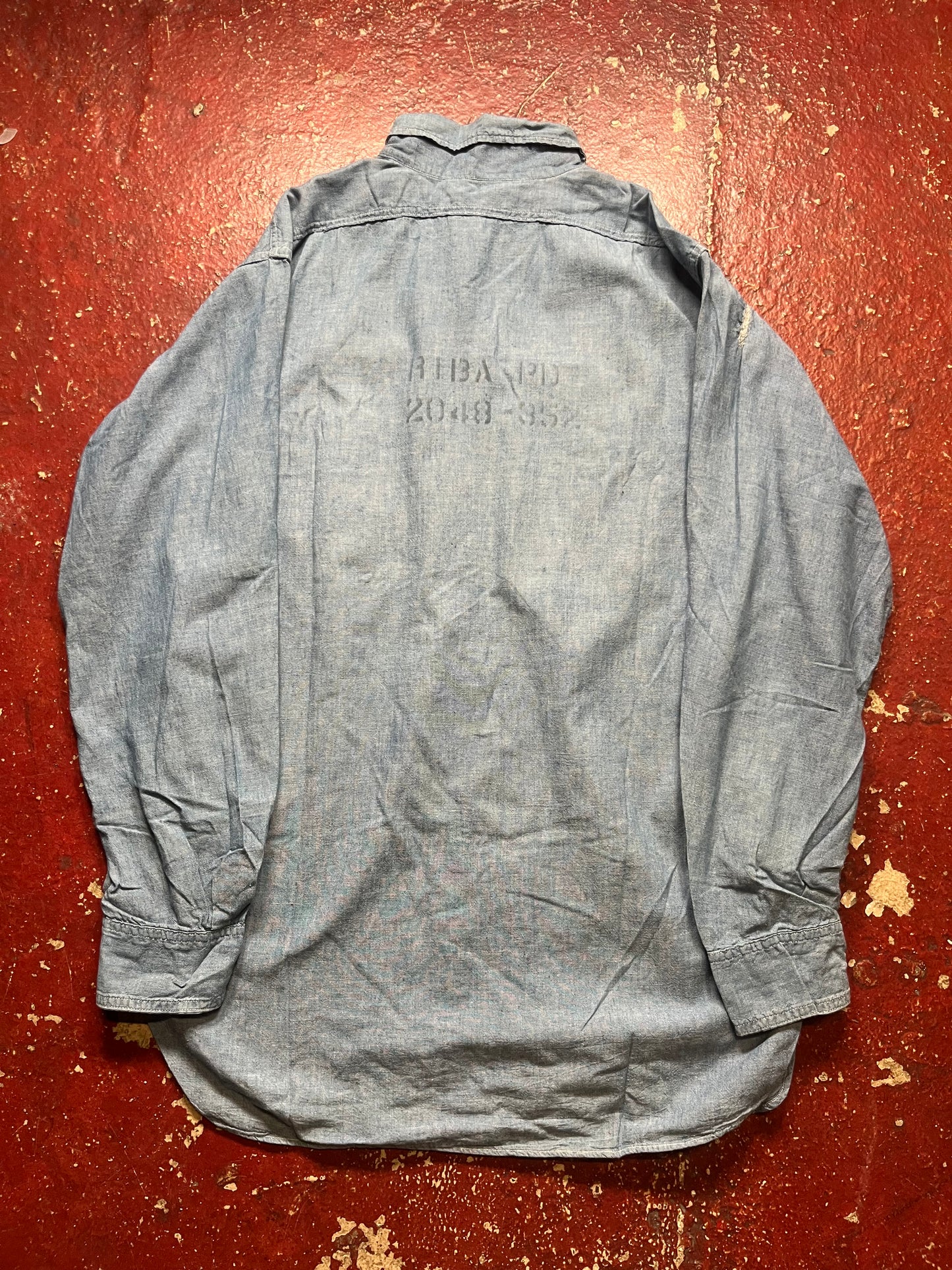 WW2 Stencil Chambray Long Sleeve Shirt