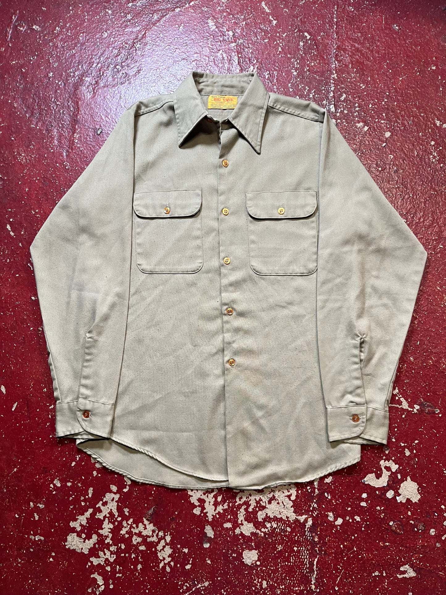60s/70s Big Yank Khaki Long Sleeve Button Up Shirt