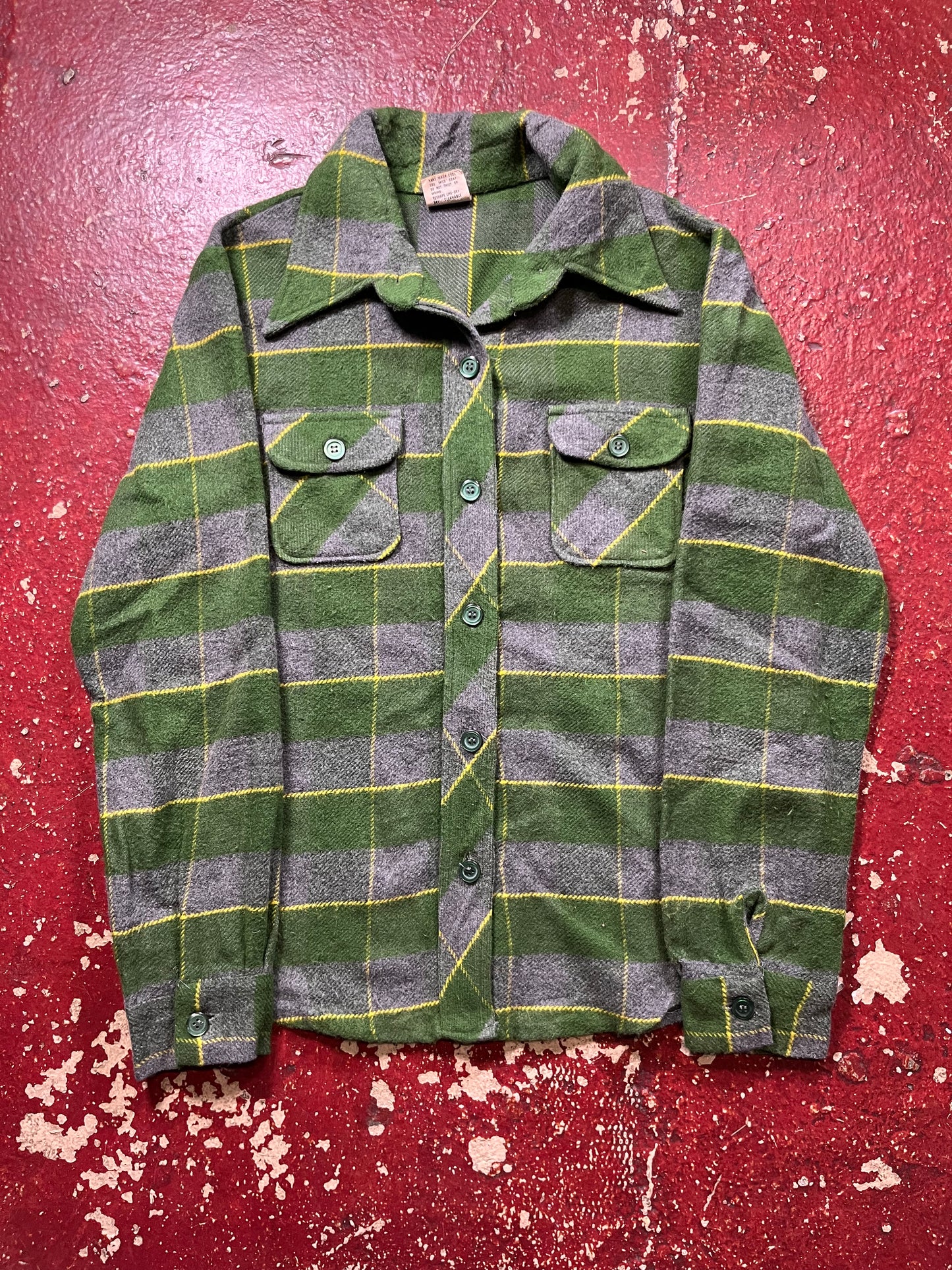 70s Joyce Lane Green & Grey Flannel