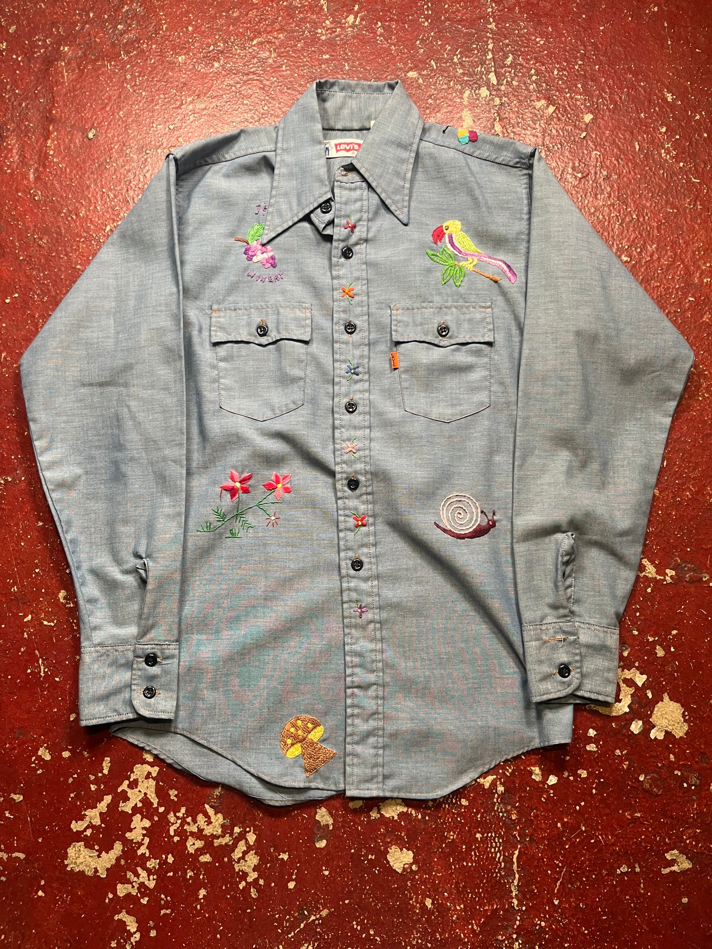 70s Levis Chambray Sunrise Long Sleeve Button Up Shirt